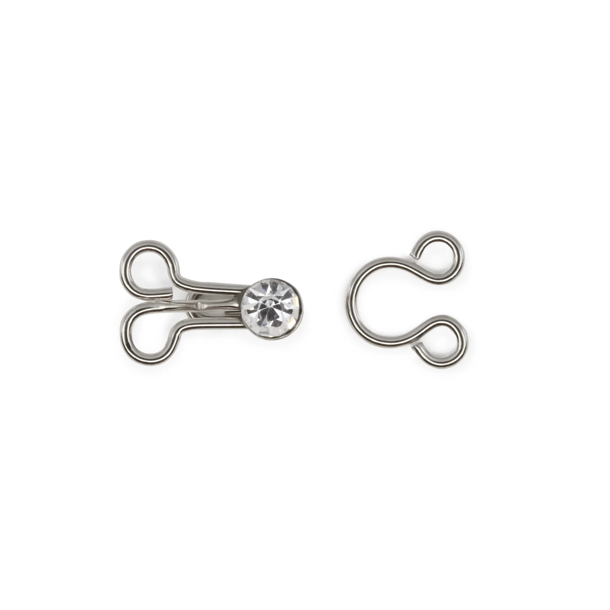 Hooks & Eyes with Rhinestones, 3 Sets, Nickel - Image 3