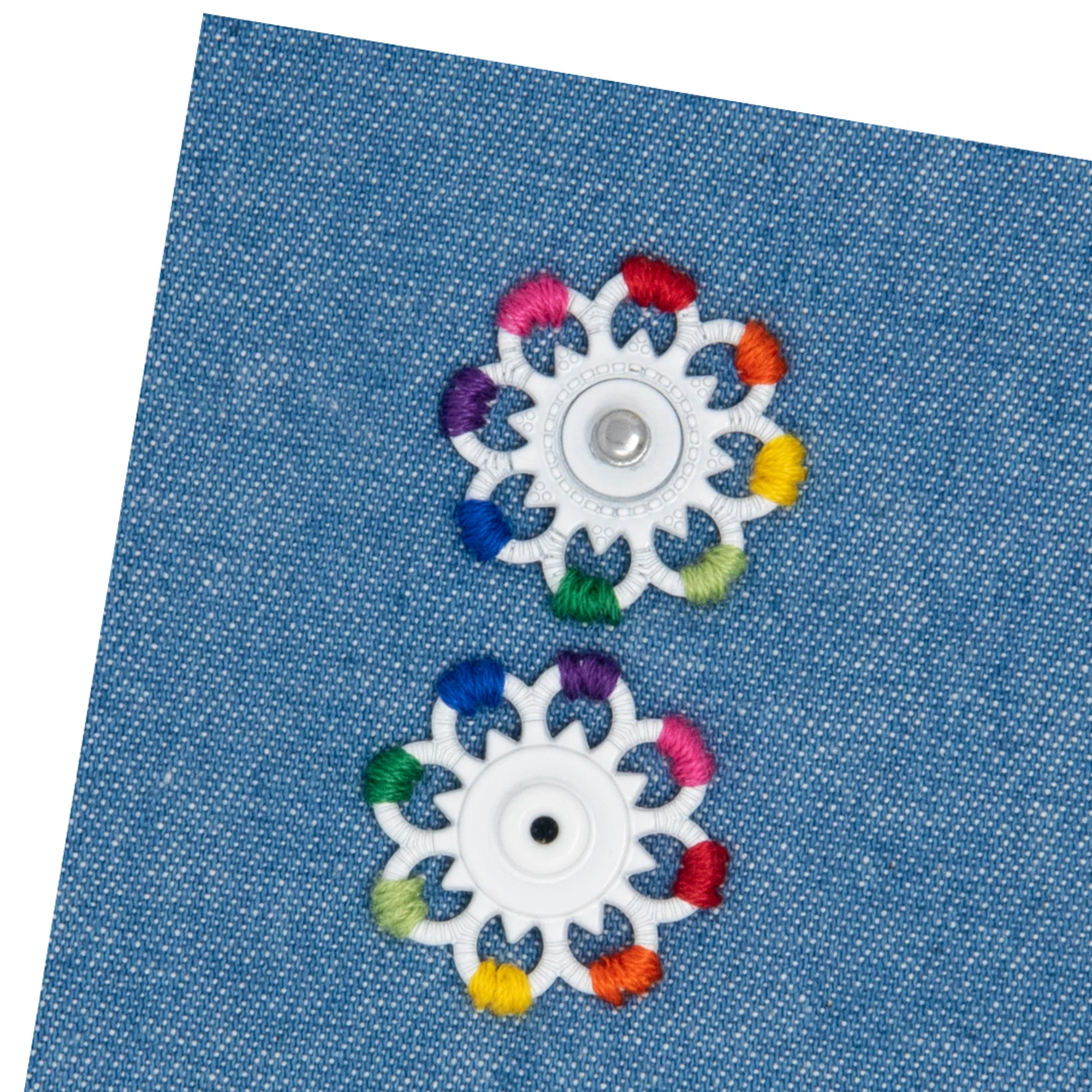 Sew-On Snaps, 2 Sets, Size 25mm, White - Image 4