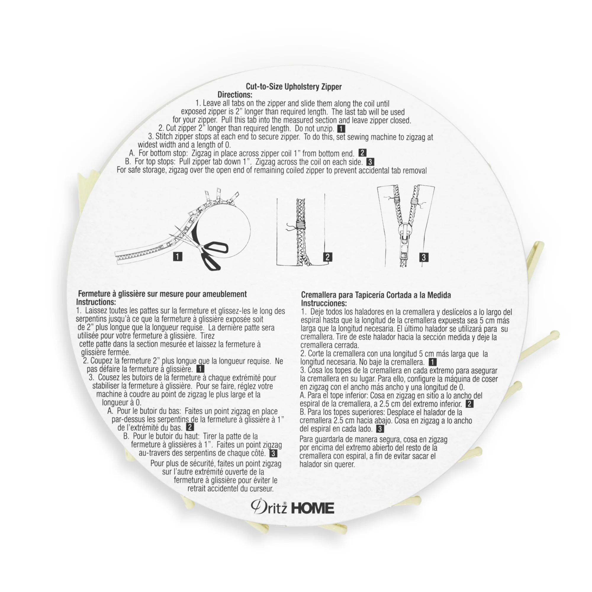 Cut-To-Size Upholstery Zipper, Cream, 3-1/4 yd - Image 2