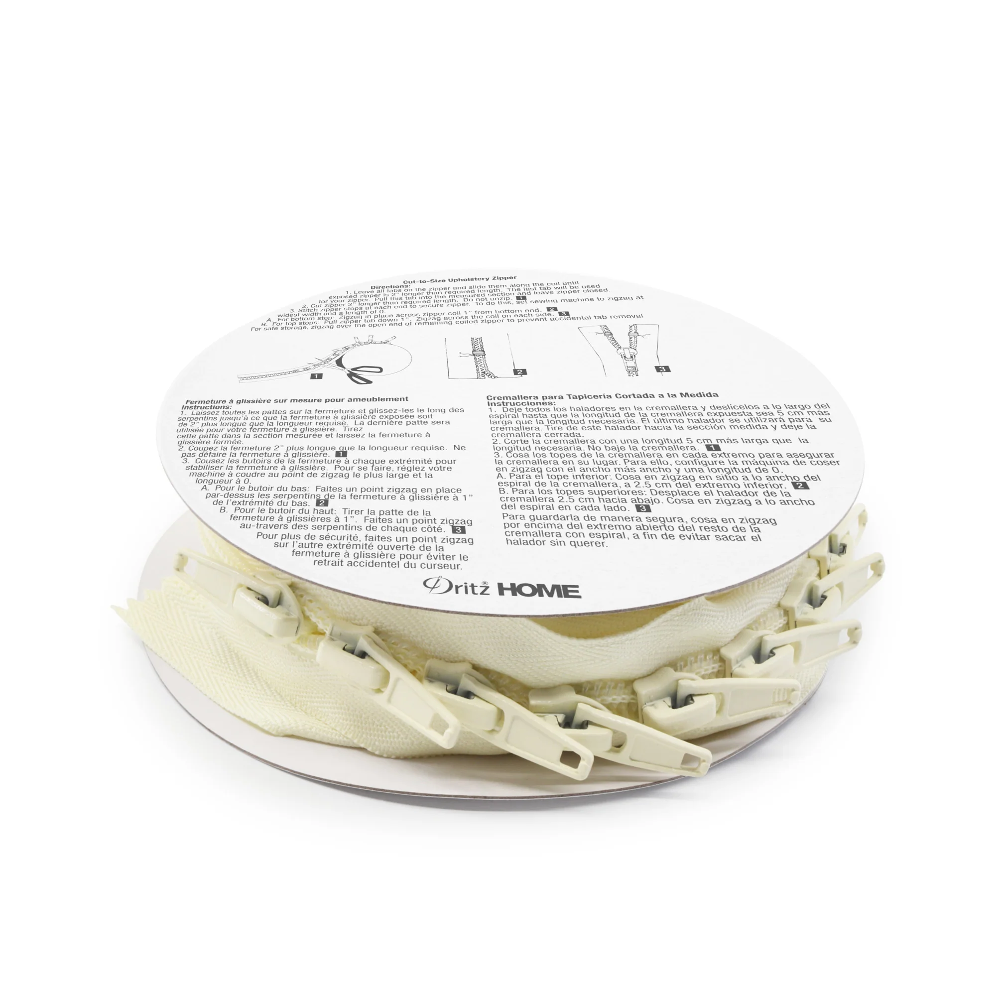 Cut-To-Size Upholstery Zipper, Cream, 3-1/4 yd - Image 3