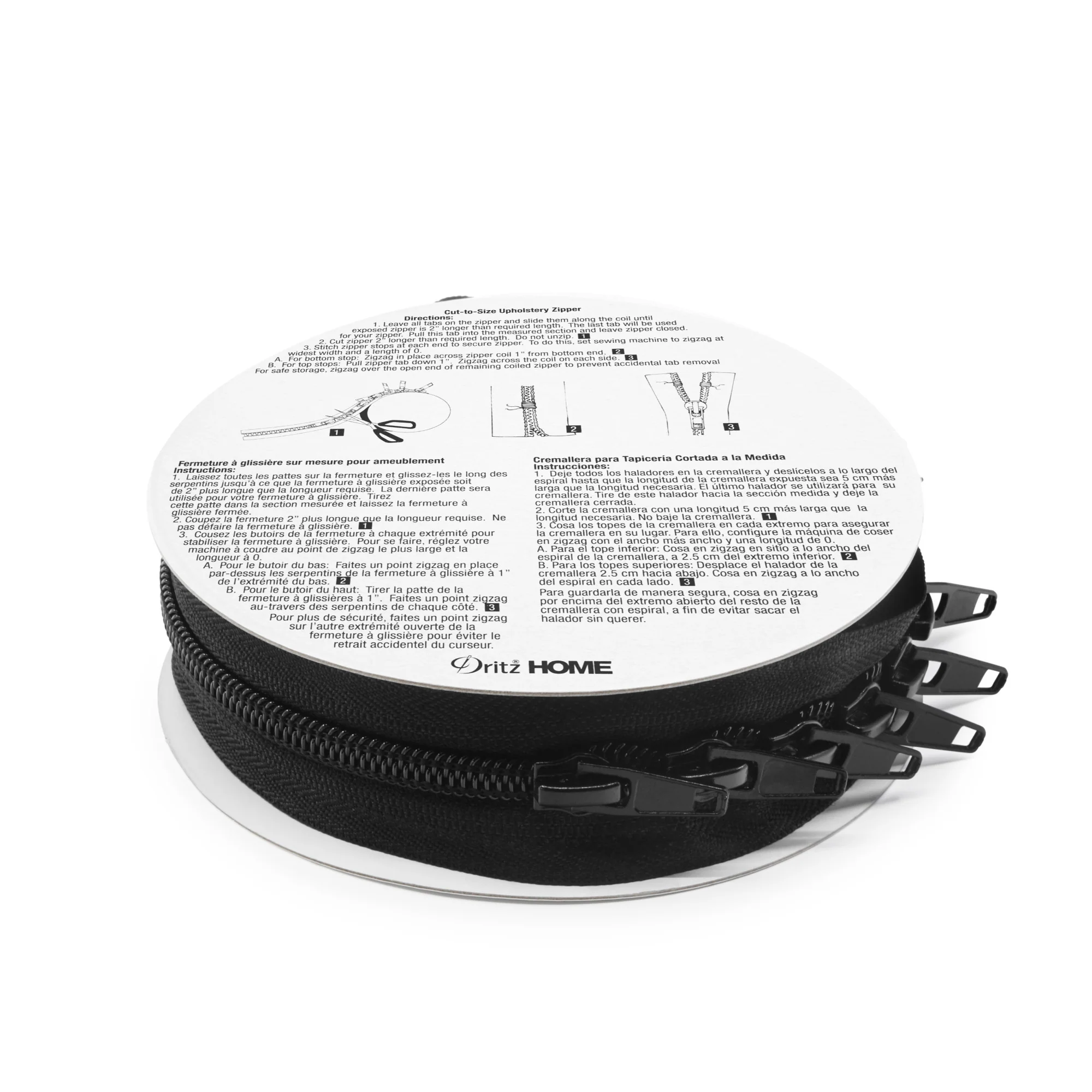 Cut-To-Size Upholstery Zipper, Black, 3-1/4 yd - Image 3
