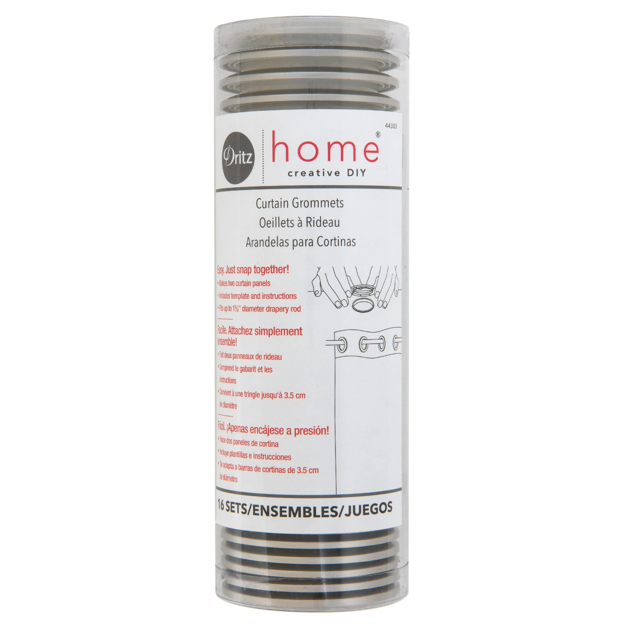 1-9/16" Curtain Grommets, Pewter, 16 Sets