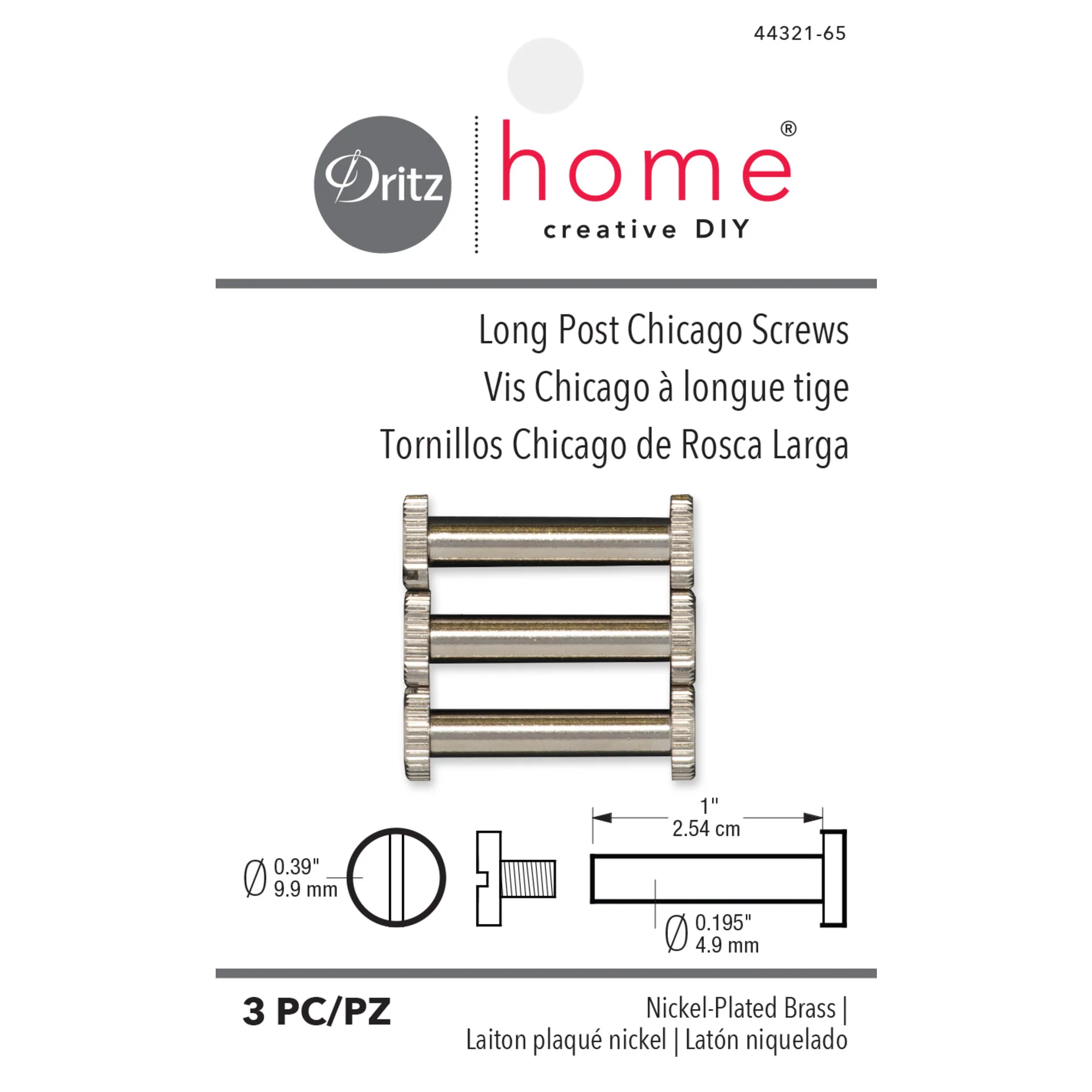 Long Post Chicago Screws, Nickel, 3 pc