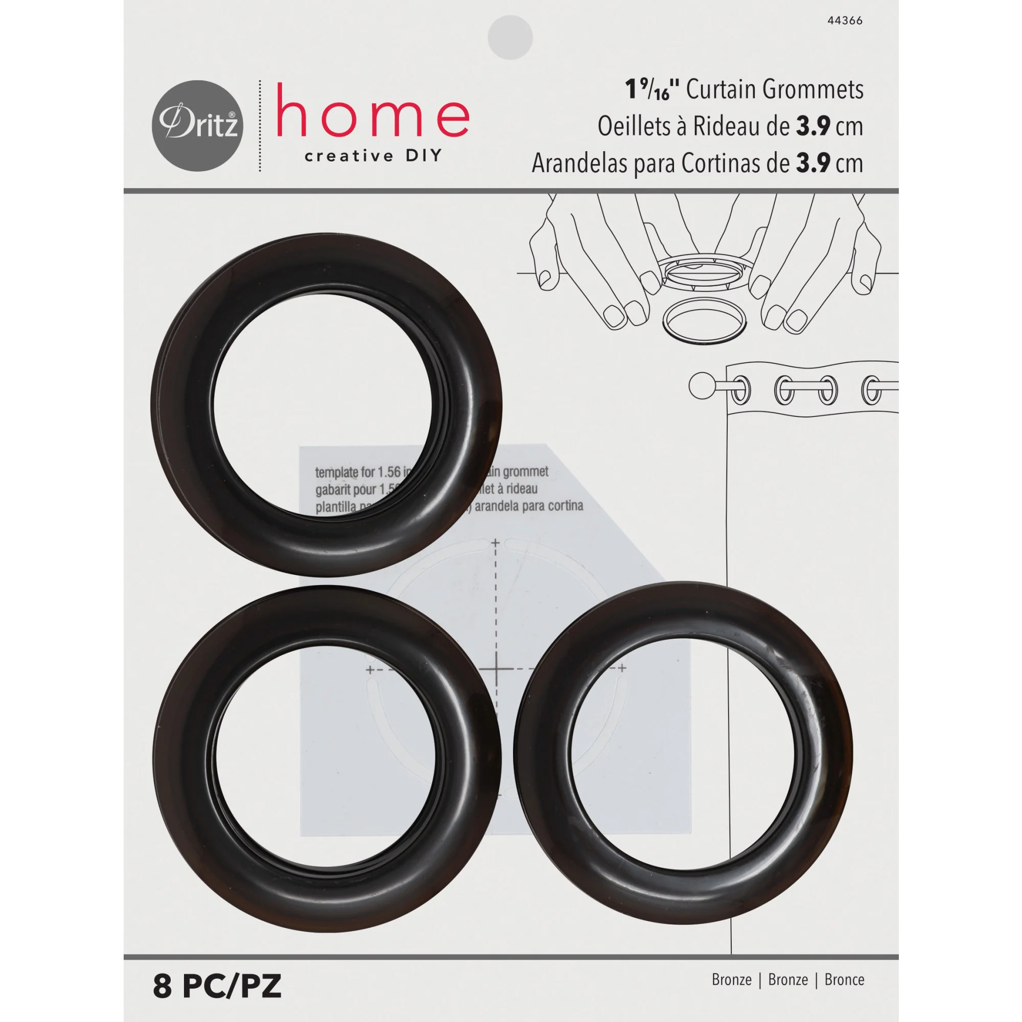 1-9/16" Curtain Grommets, Bronze, 8 Sets