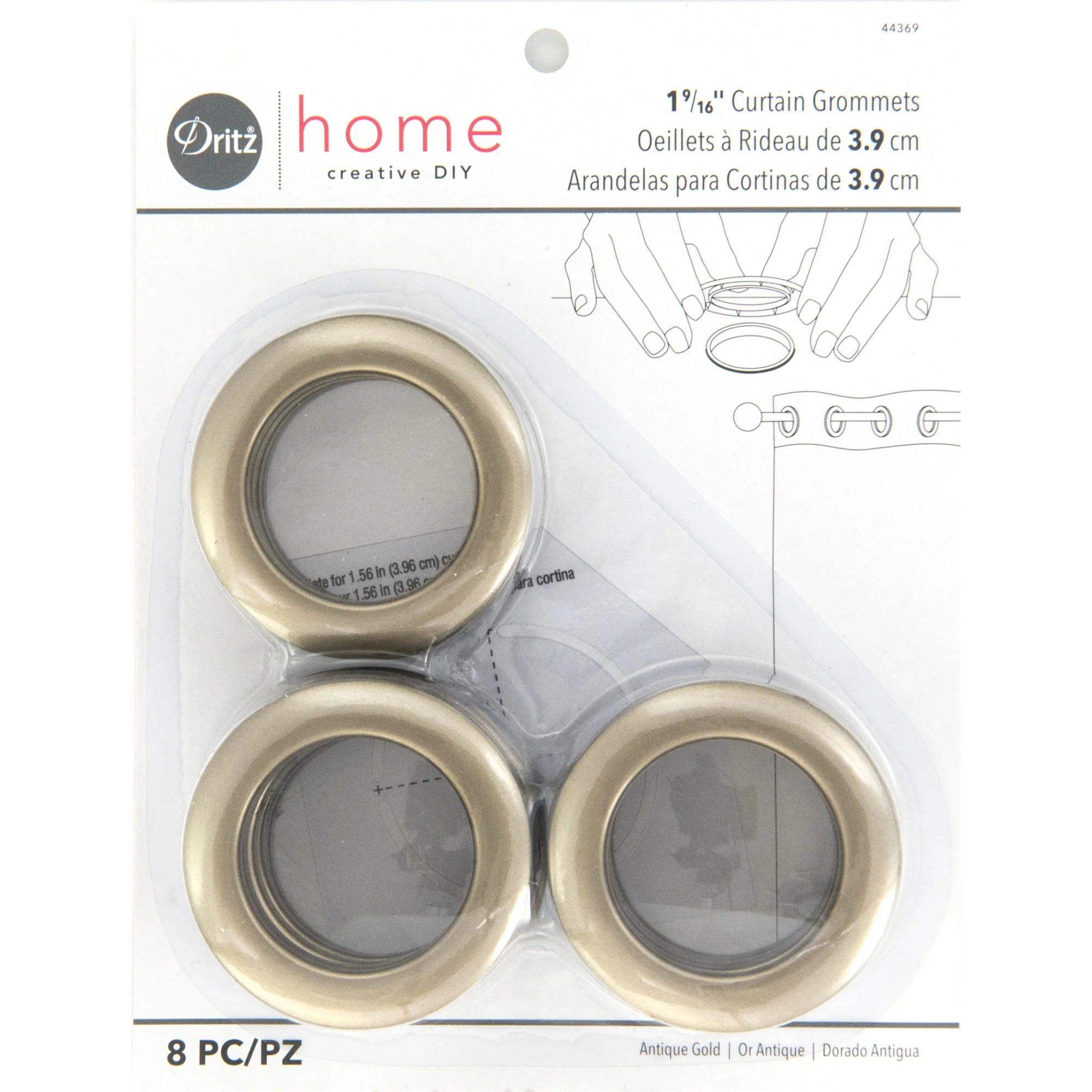 1-9/16" Curtain Grommets, Antique Gold, 8 Sets