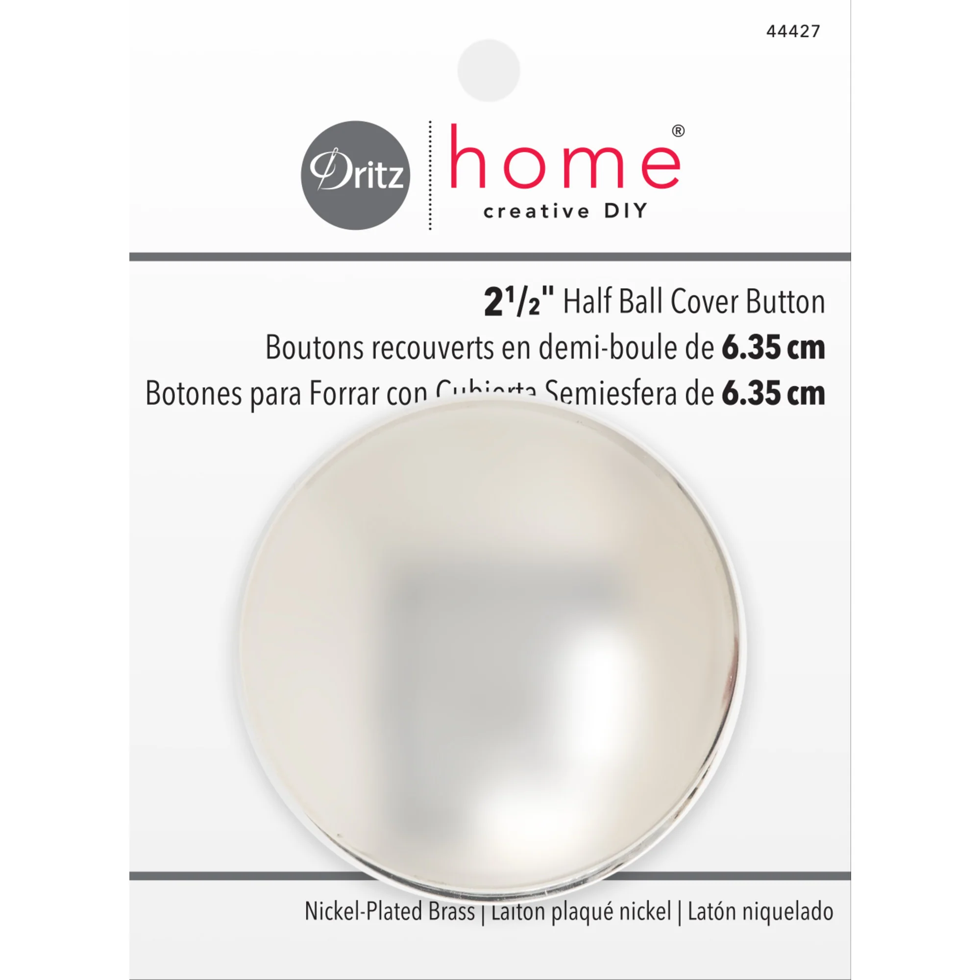 2-1/2" Half Ball Cover Button, Nickel