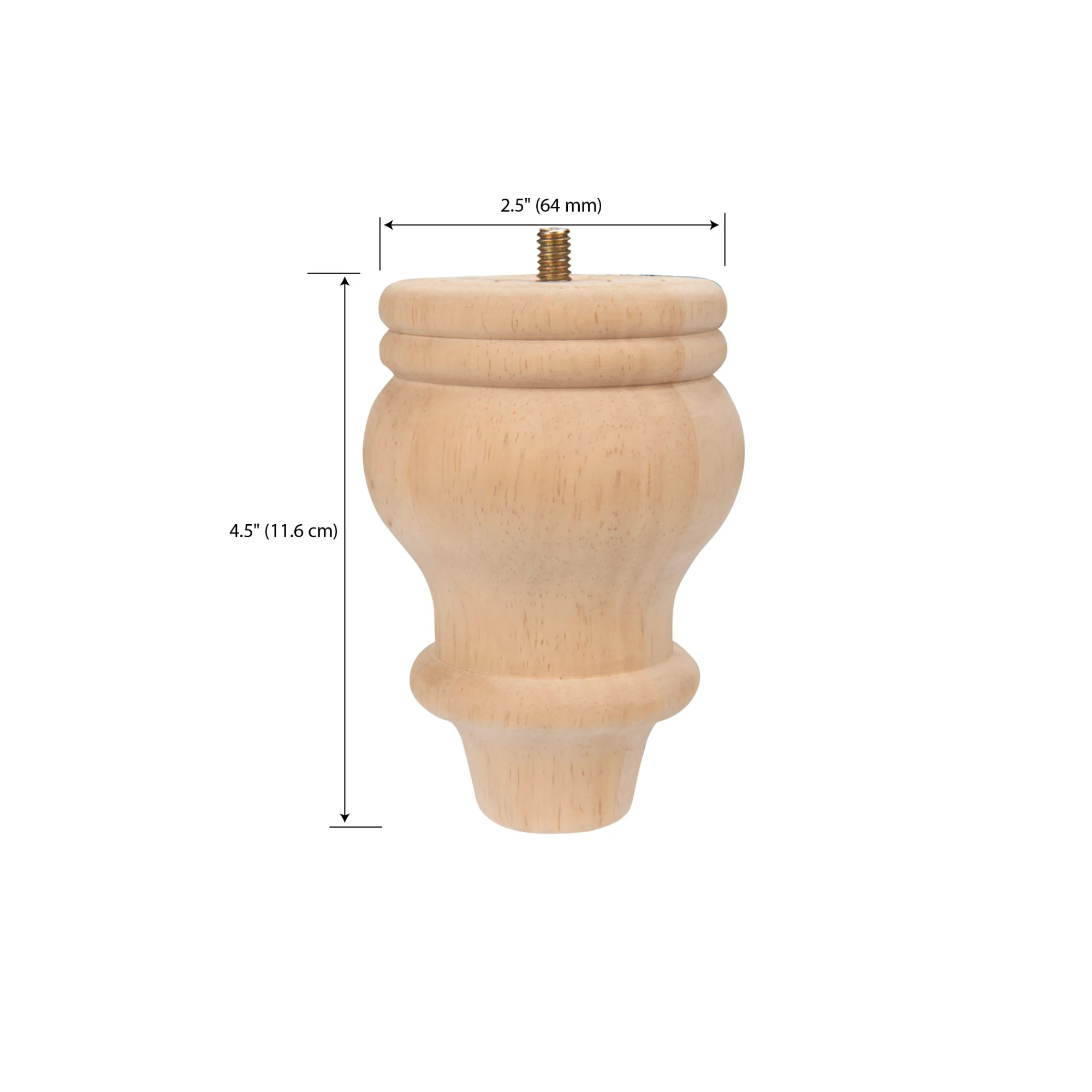 Curved Country Bun Feet, Natural, 2 pc - Image 3