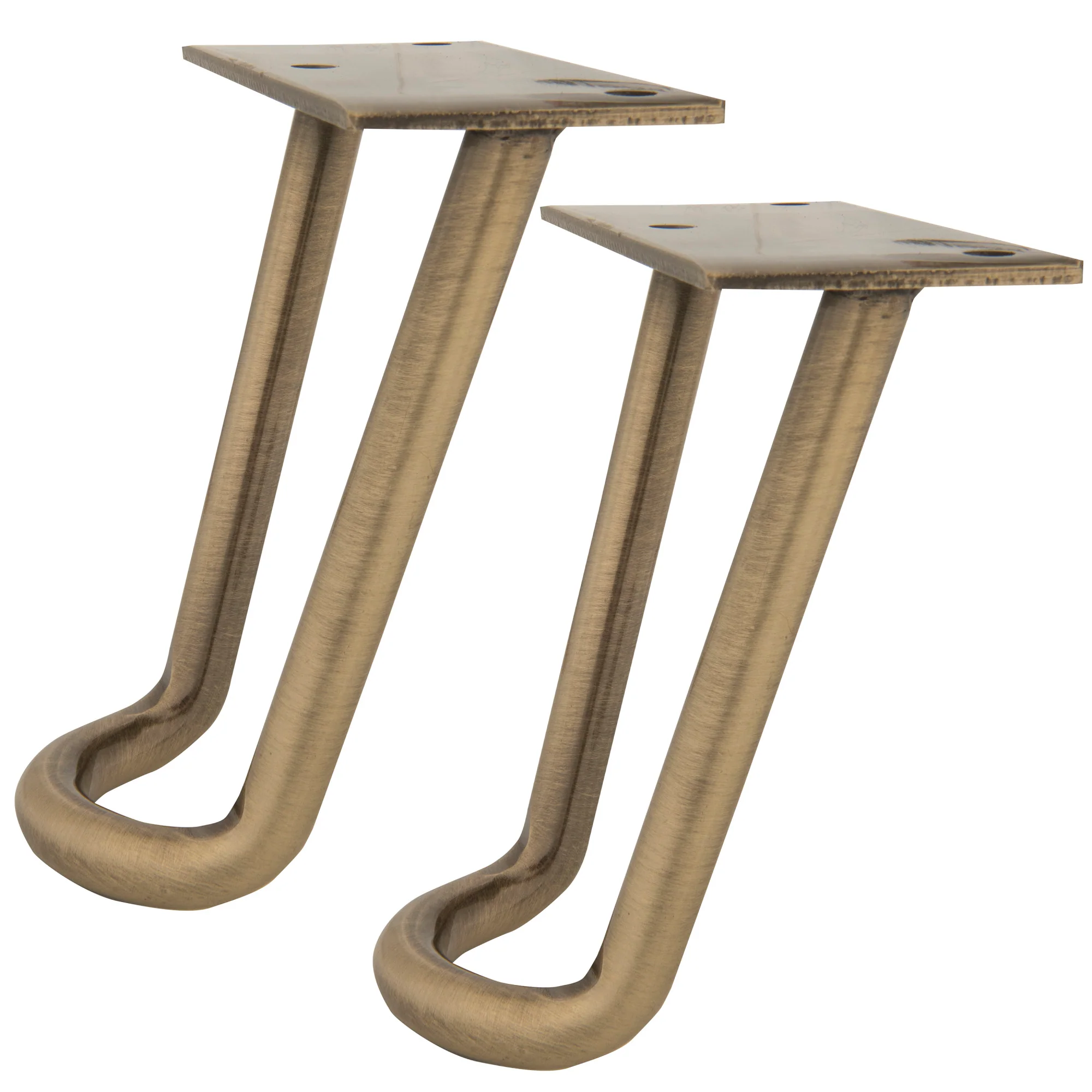Modern Hairpin Legs, Antique Brass, 2 pc - Image 2