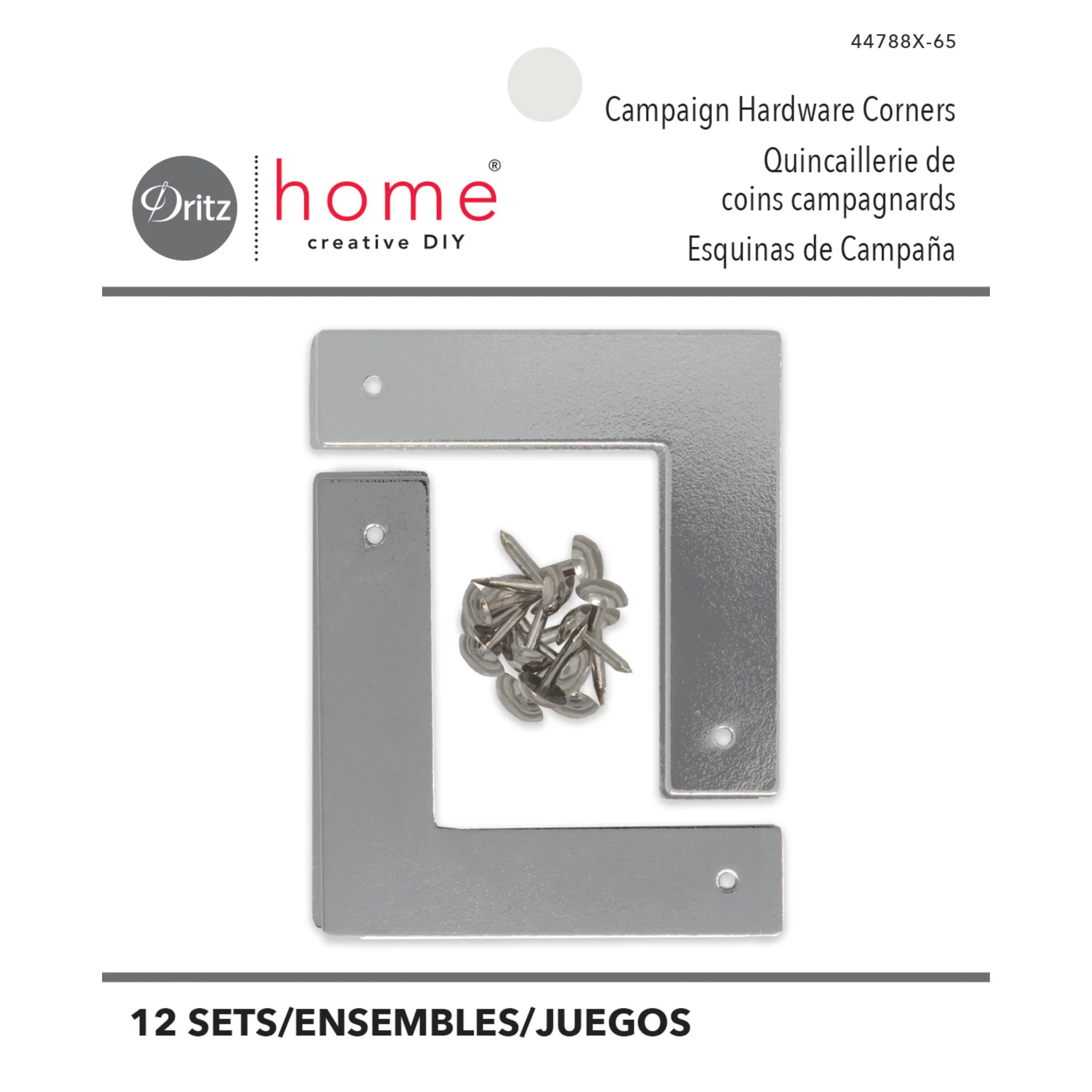 Home Smooth Campaign Hardware Corners, Small, 12 Sets, Nickel
