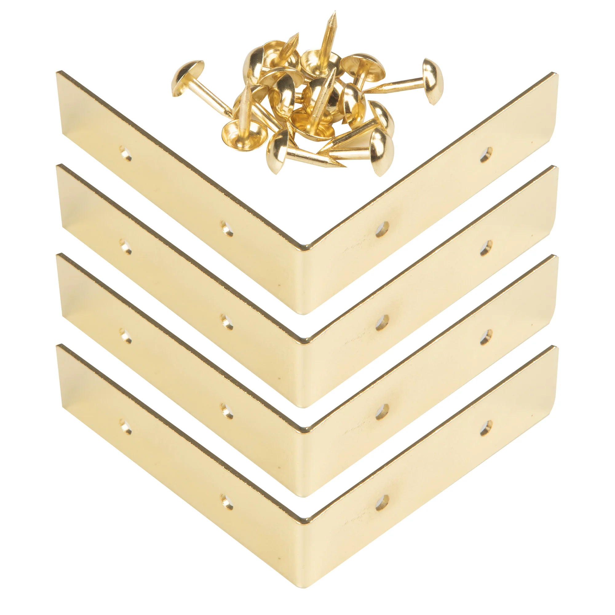 Smooth Right Angle Corners, Small, Brass, 4 pc - Image 2