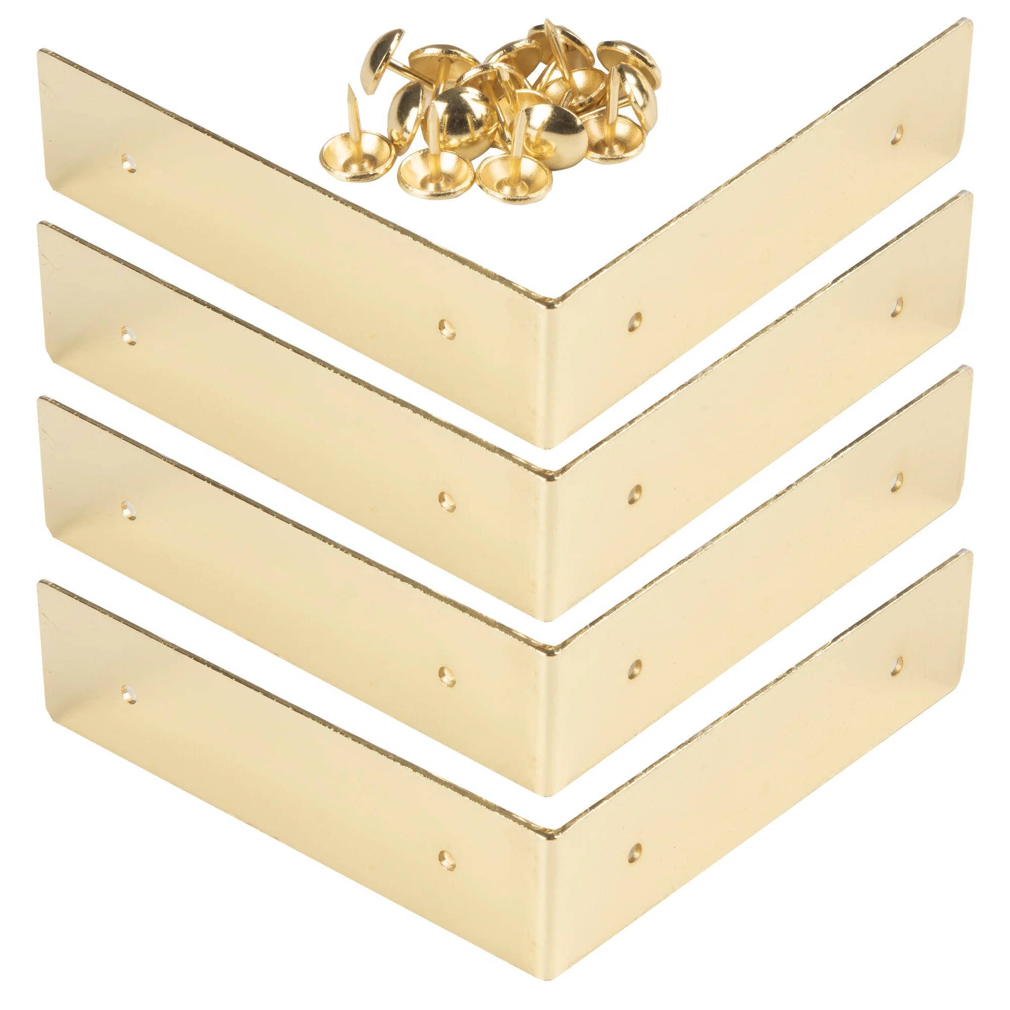 Smooth Right Angle Corners, Large, Brass, 4 pc - Image 2