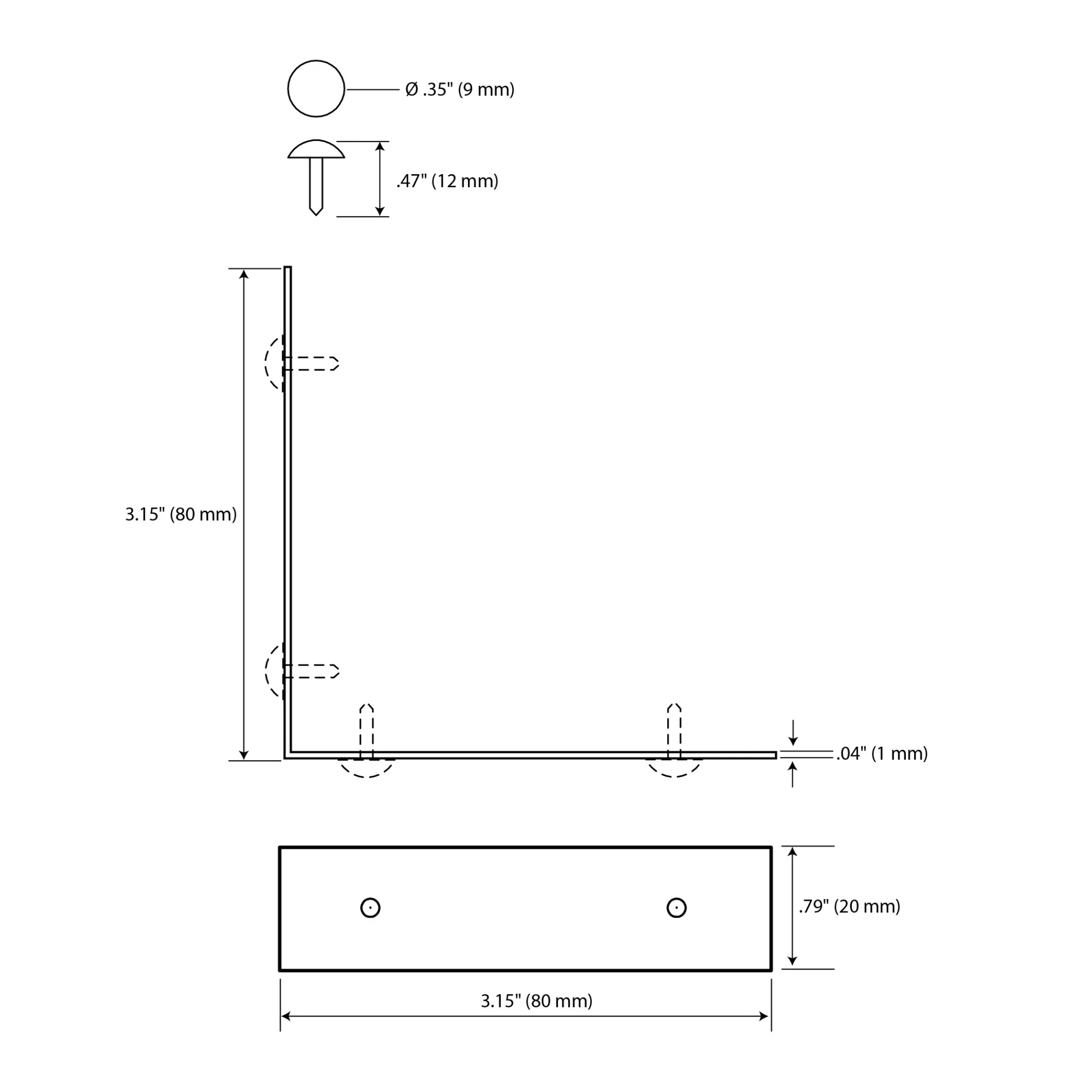Smooth Right Angle Corners, Large, Brass, 4 pc - Image 5