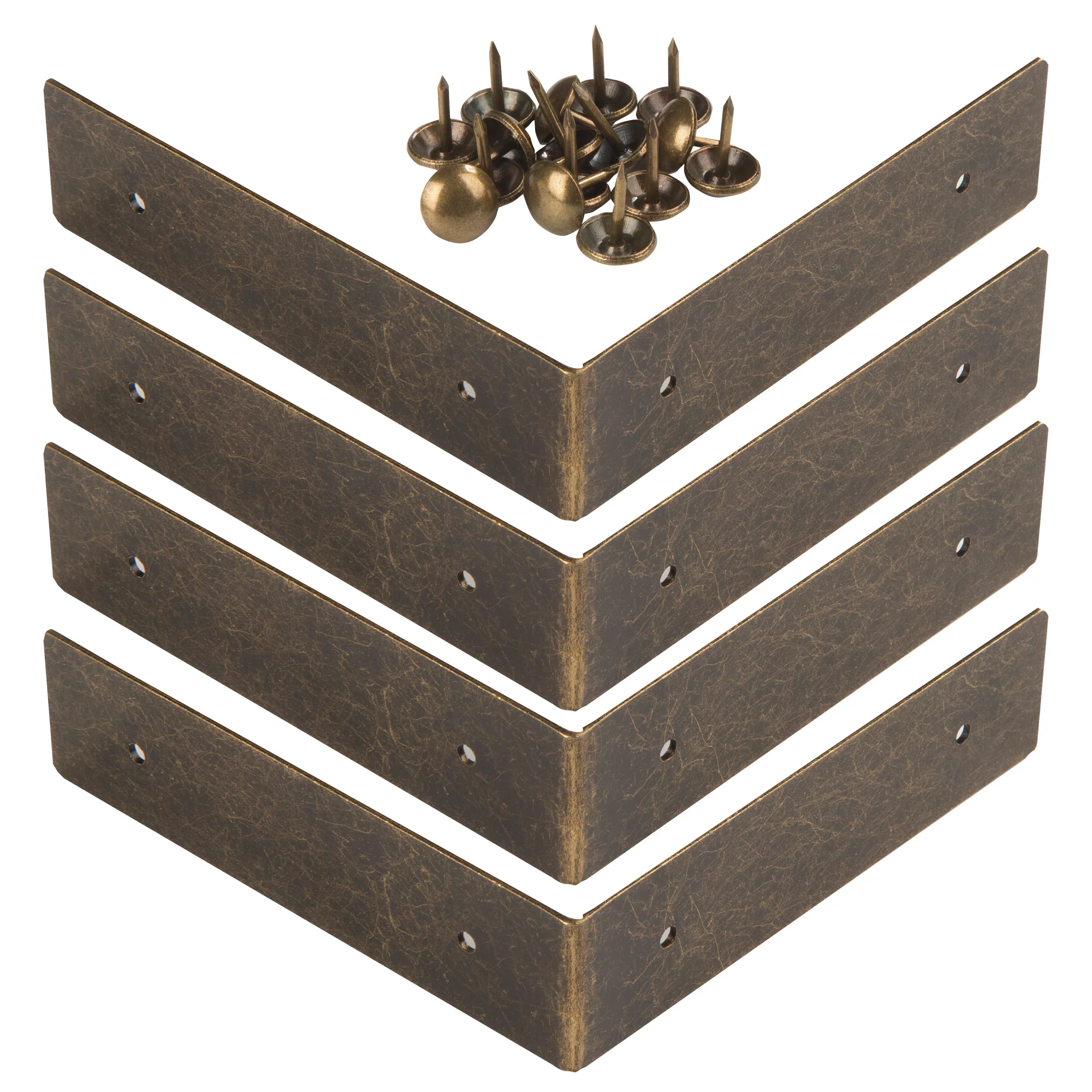 Smooth Right Angle Corners, Large, Antique Brass, 4 pc - Image 2