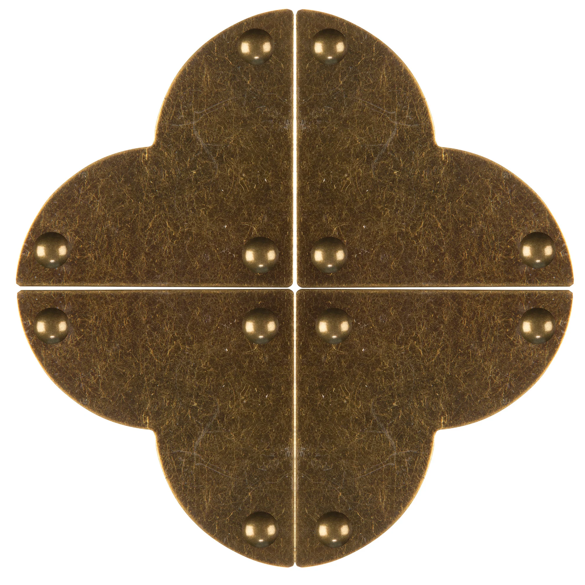 Smooth Quatrefoil Corners, Small, Antique Brass, 4 pc - Image 4