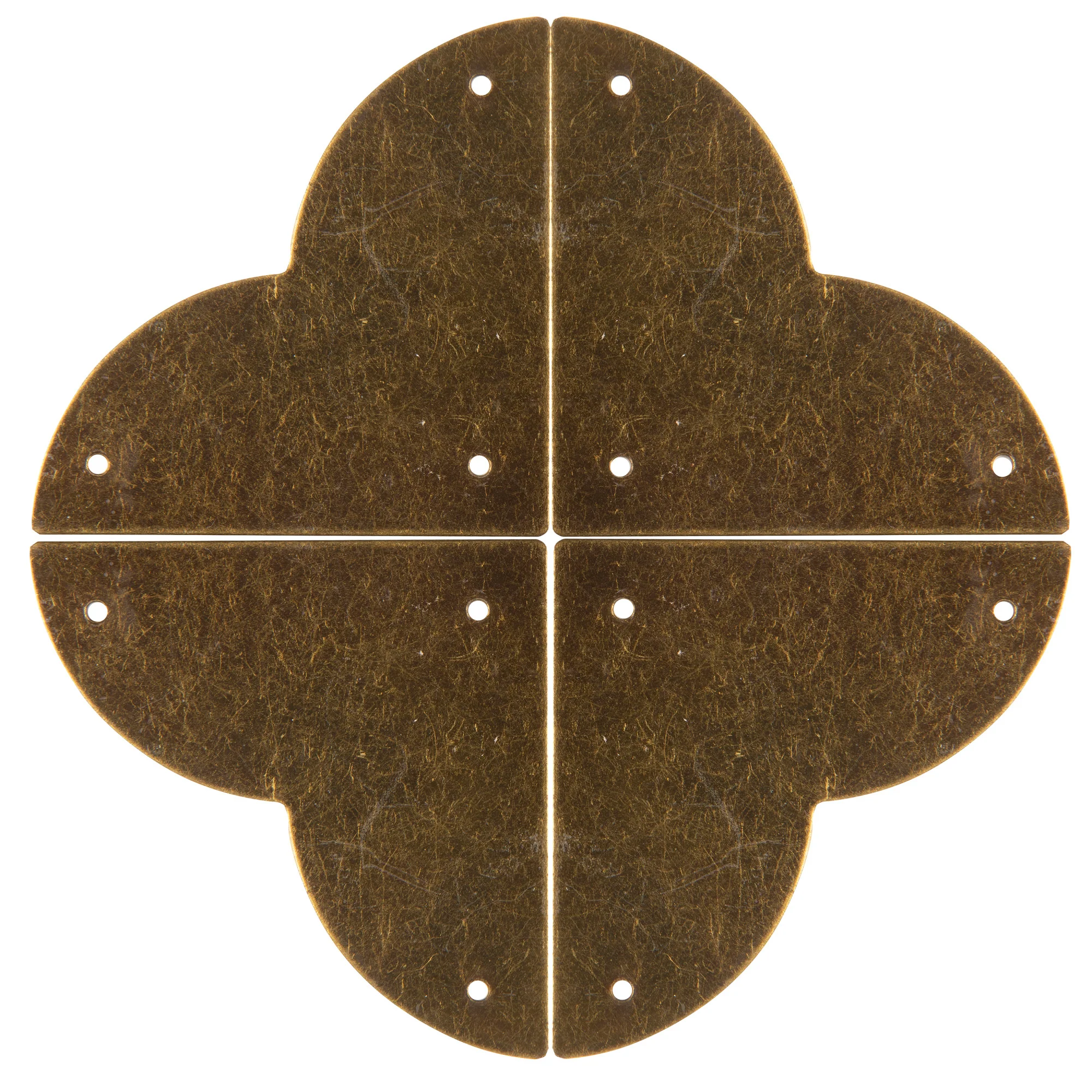 Smooth Quatrefoil Corners, Large, Antique Brass, 4 pc - Image 4