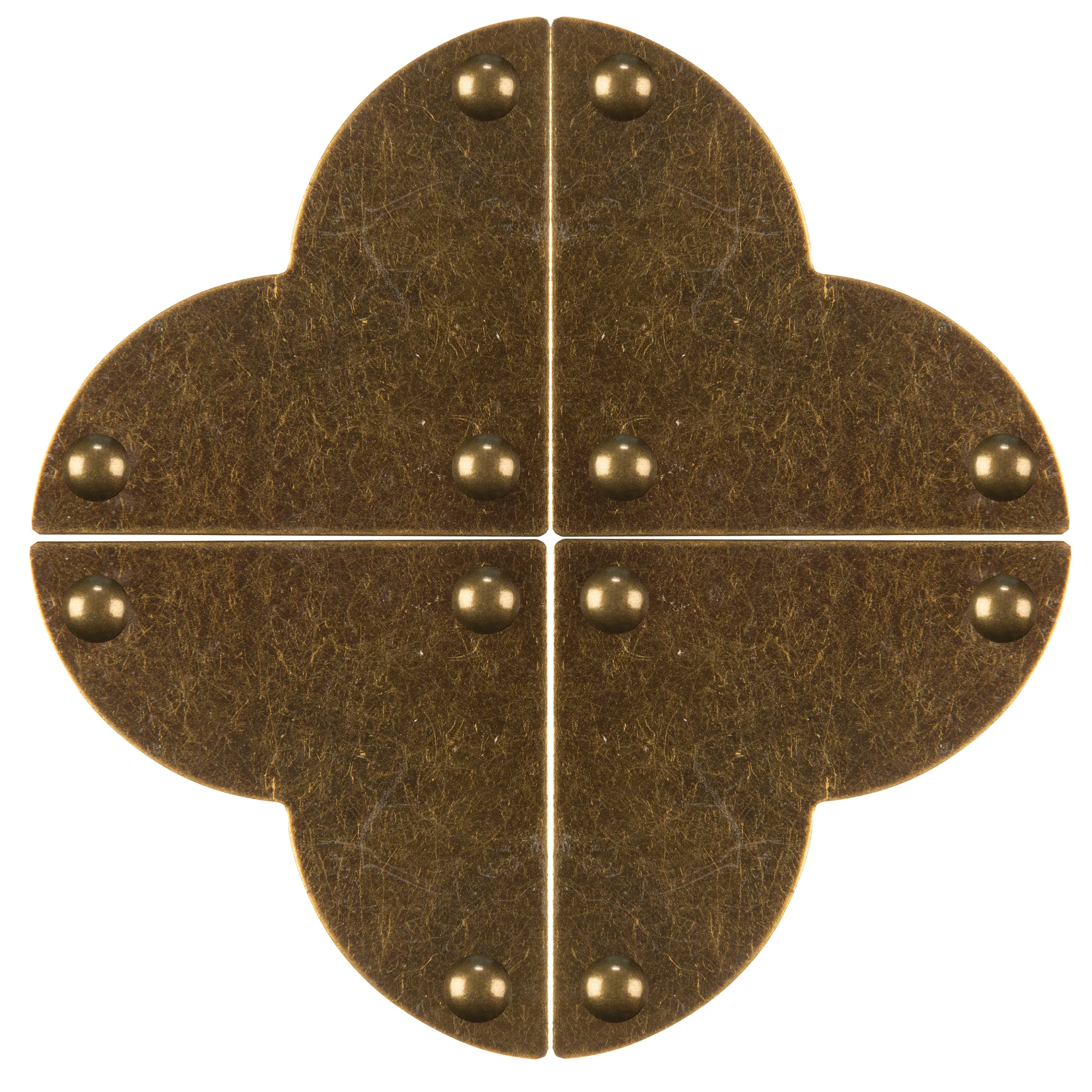 Smooth Quatrefoil Corners, Large, Antique Brass, 4 pc - Image 5