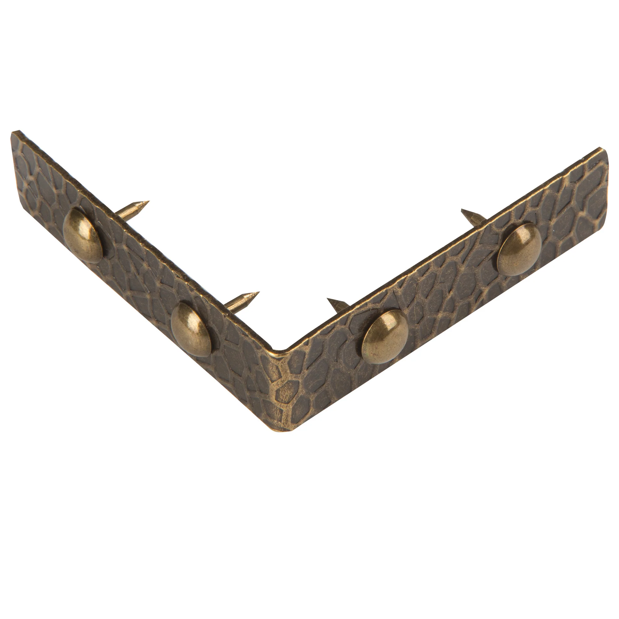 Textured Right Angle Corners, Large, Antique Brass, 4 pc - Image 4