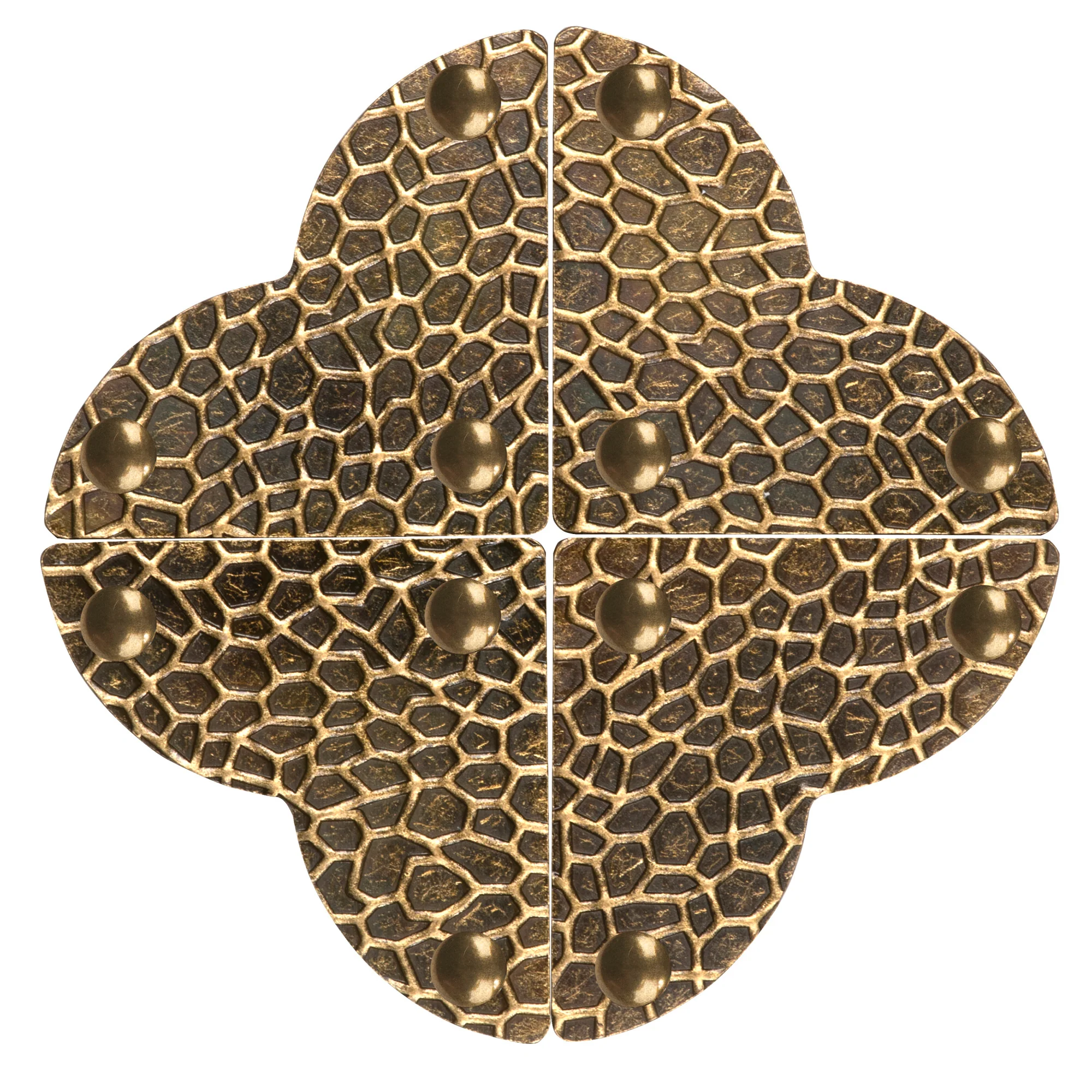 Textured Quatrefoil Corners, Small, Antique Brass, 4pc - Image 3