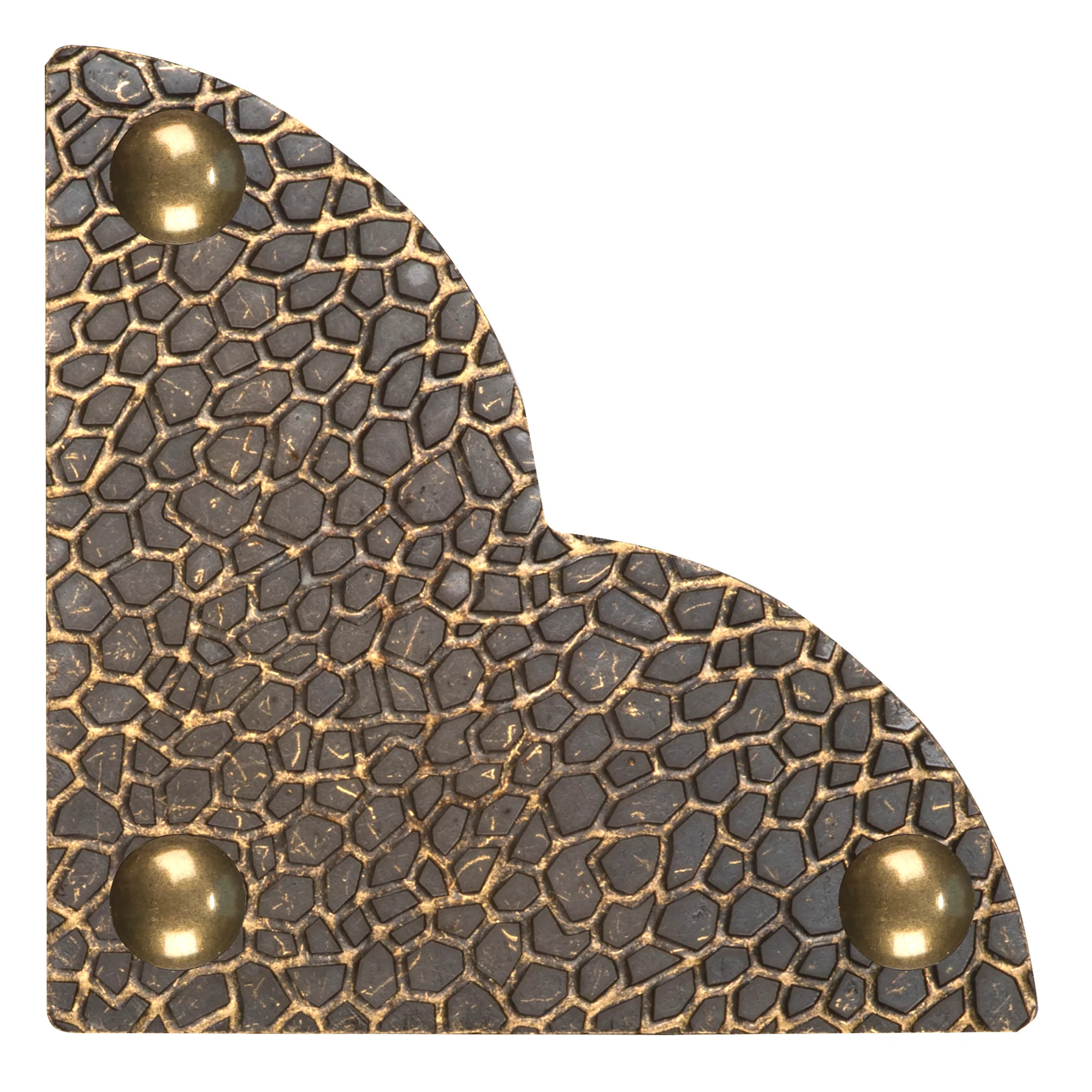 Textured Quatrefoil Corners, Large, Antique Brass, 4pc - Image 3