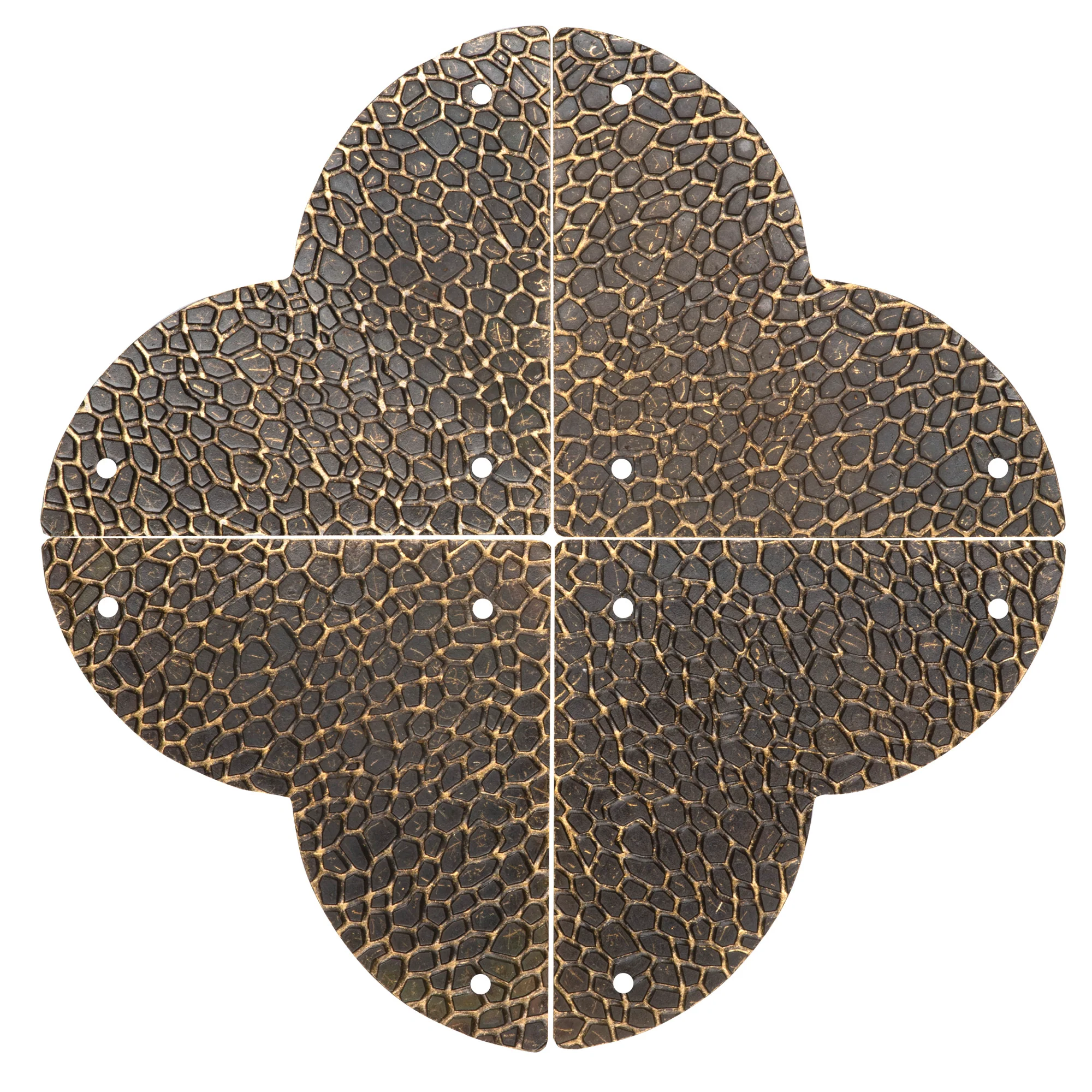 Textured Quatrefoil Corners, Large, Antique Brass, 4pc - Image 4