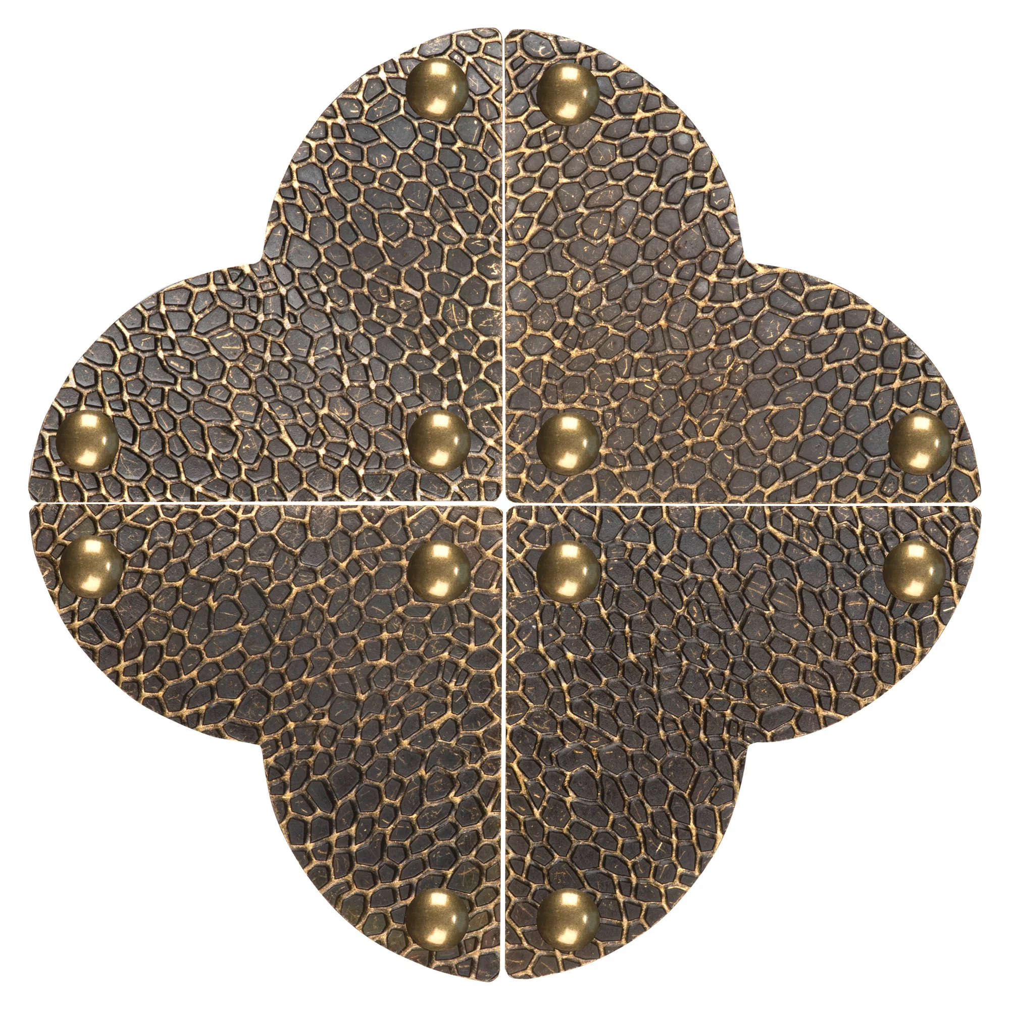Textured Quatrefoil Corners, Large, Antique Brass, 4pc - Image 5