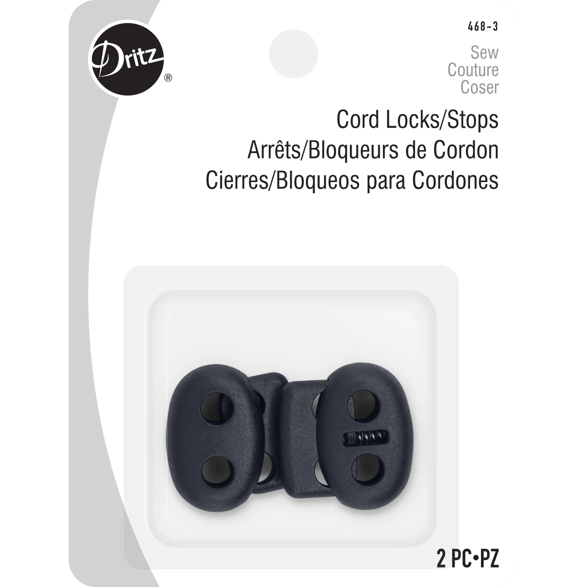 Cord Locks & Stops, Navy, 2 pc