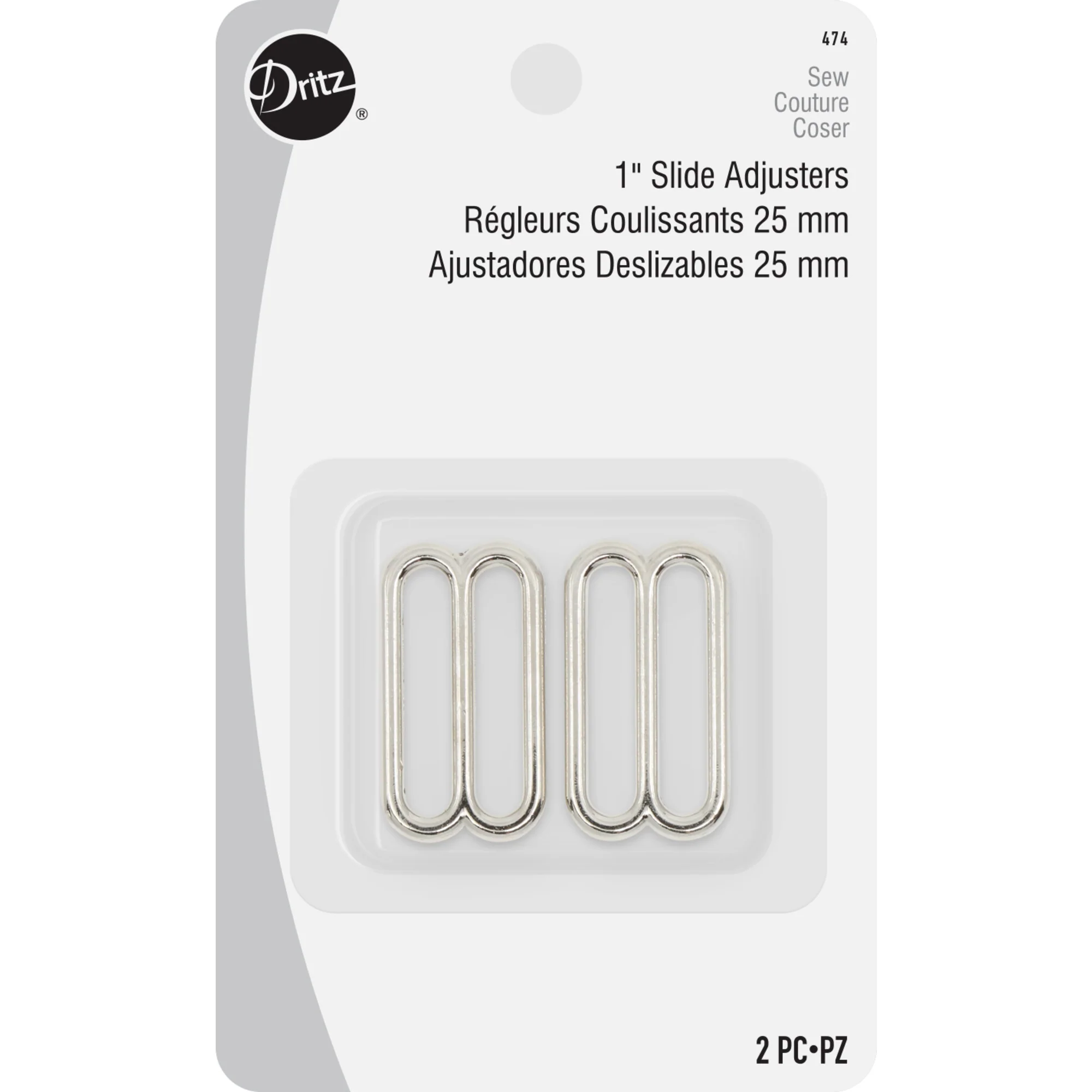 1" Slide Adjusters, Nickel, 2 pc