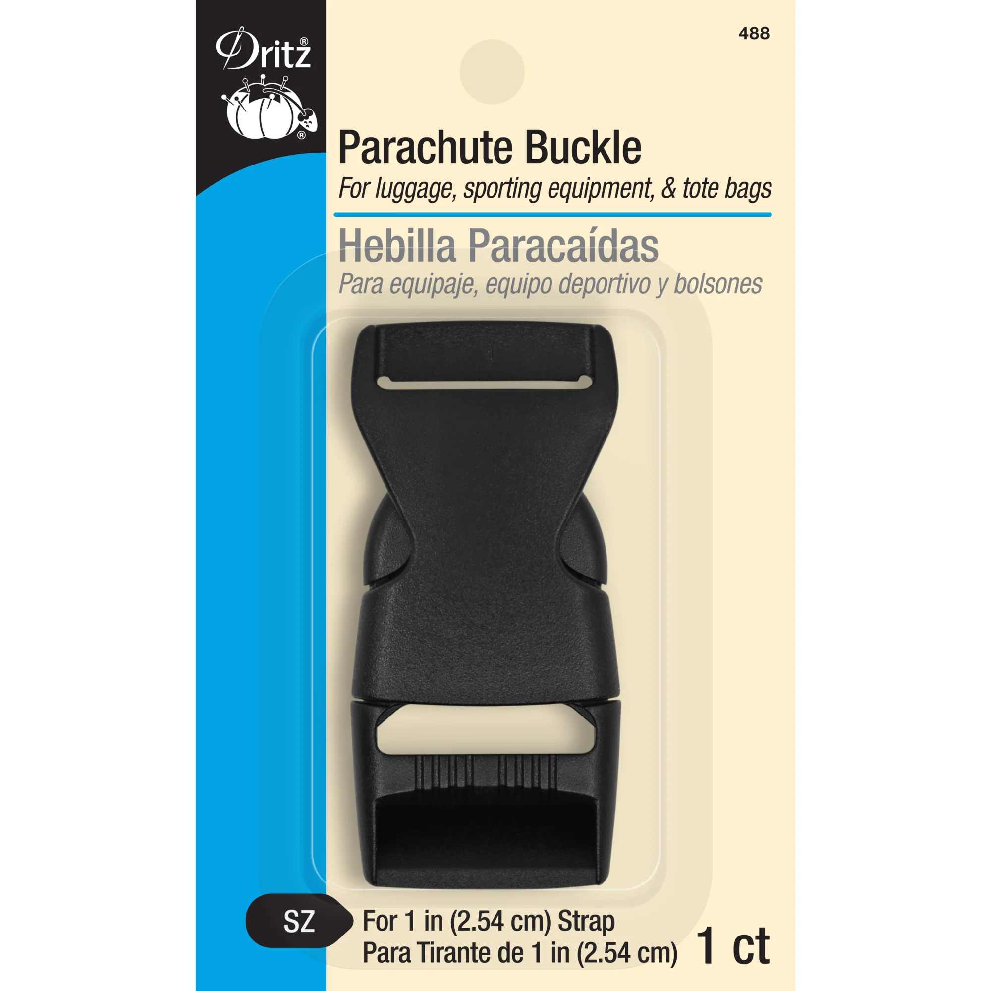 1" Parachute Buckle, Black