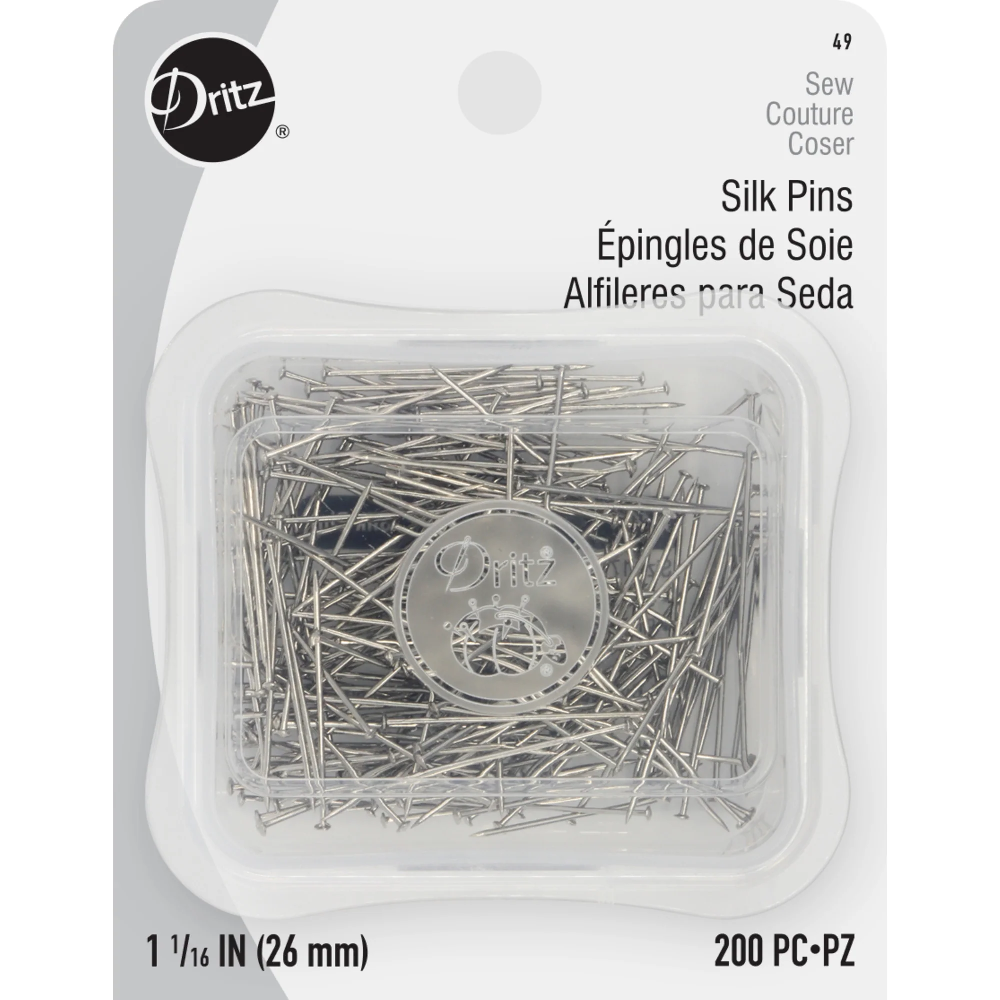 1-1/16" Silk Pins, Nickel, 200 pc