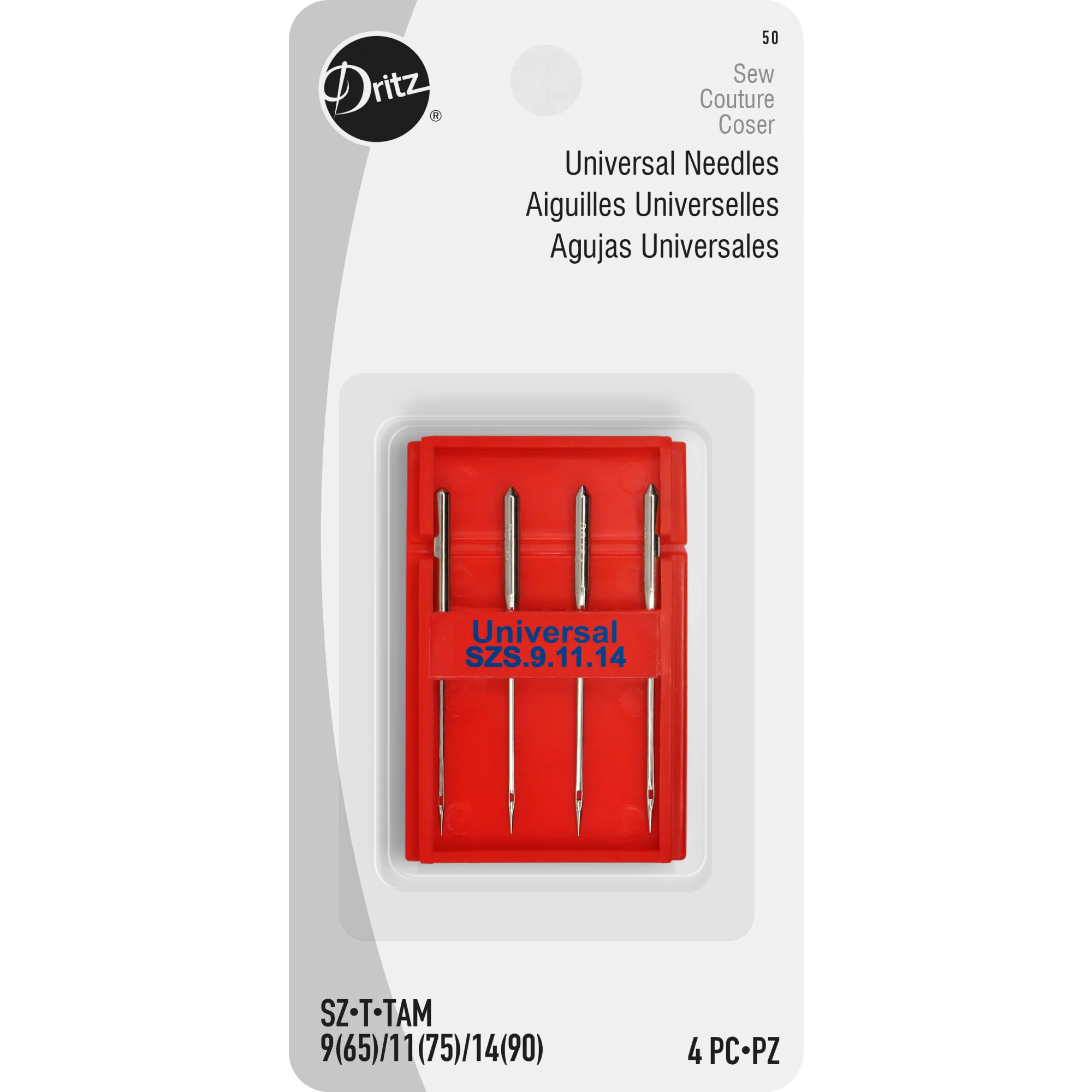 Universal Machine Needles, Assorted Sizes, 4 pc