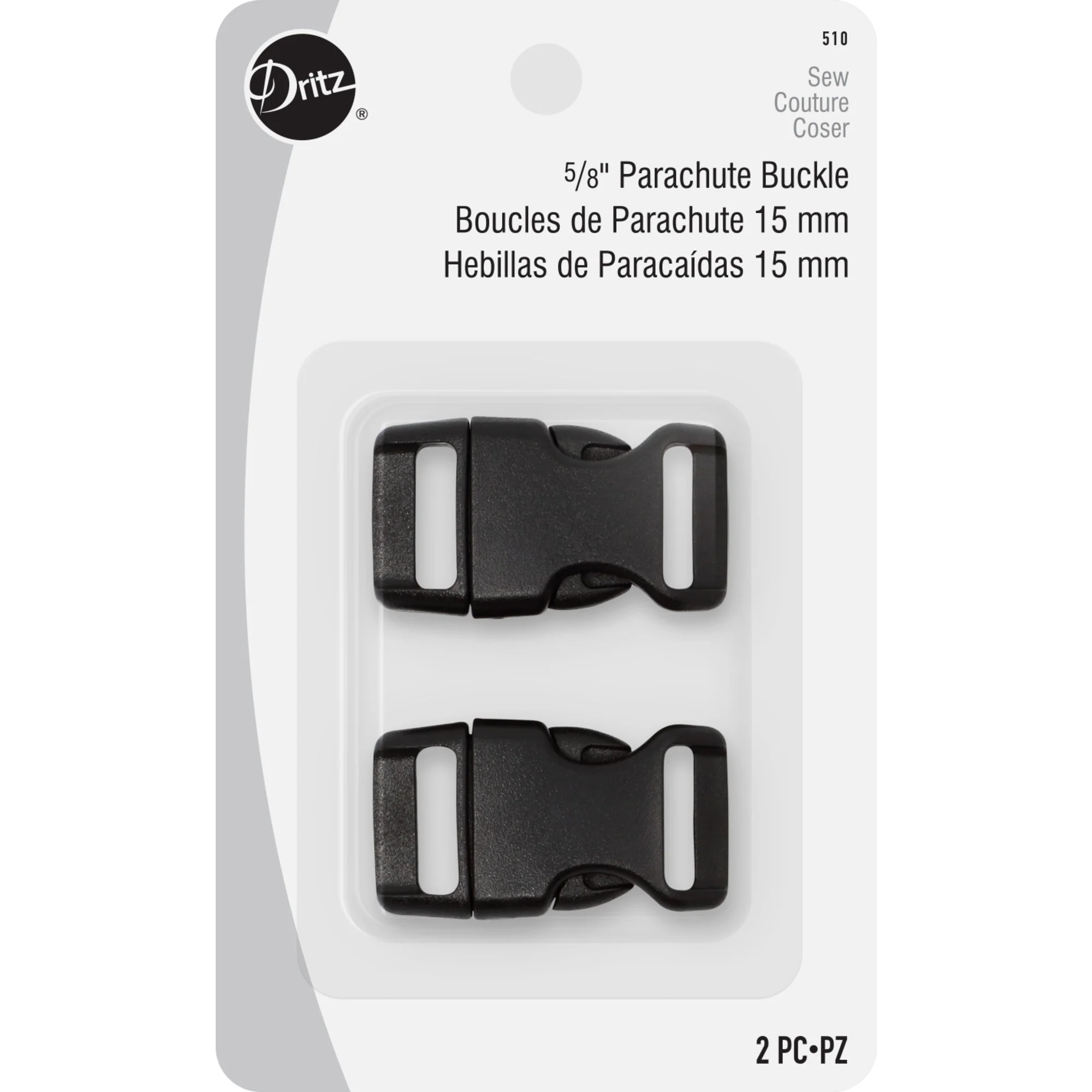 5/8" Parachute Buckles, Black, 2 pc