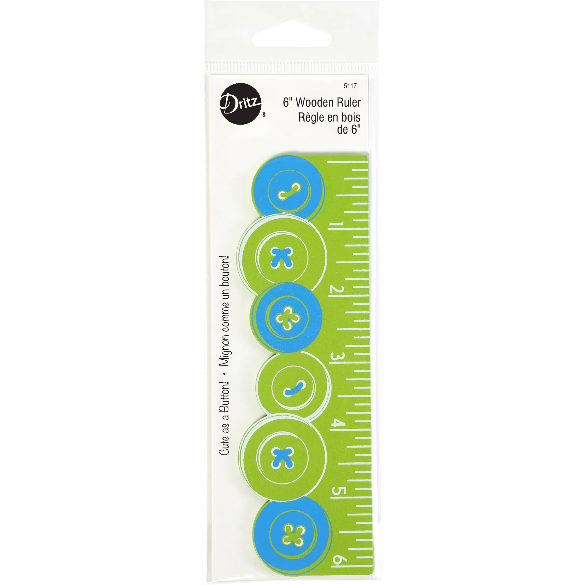 6" Wooden Ruler, Buttons