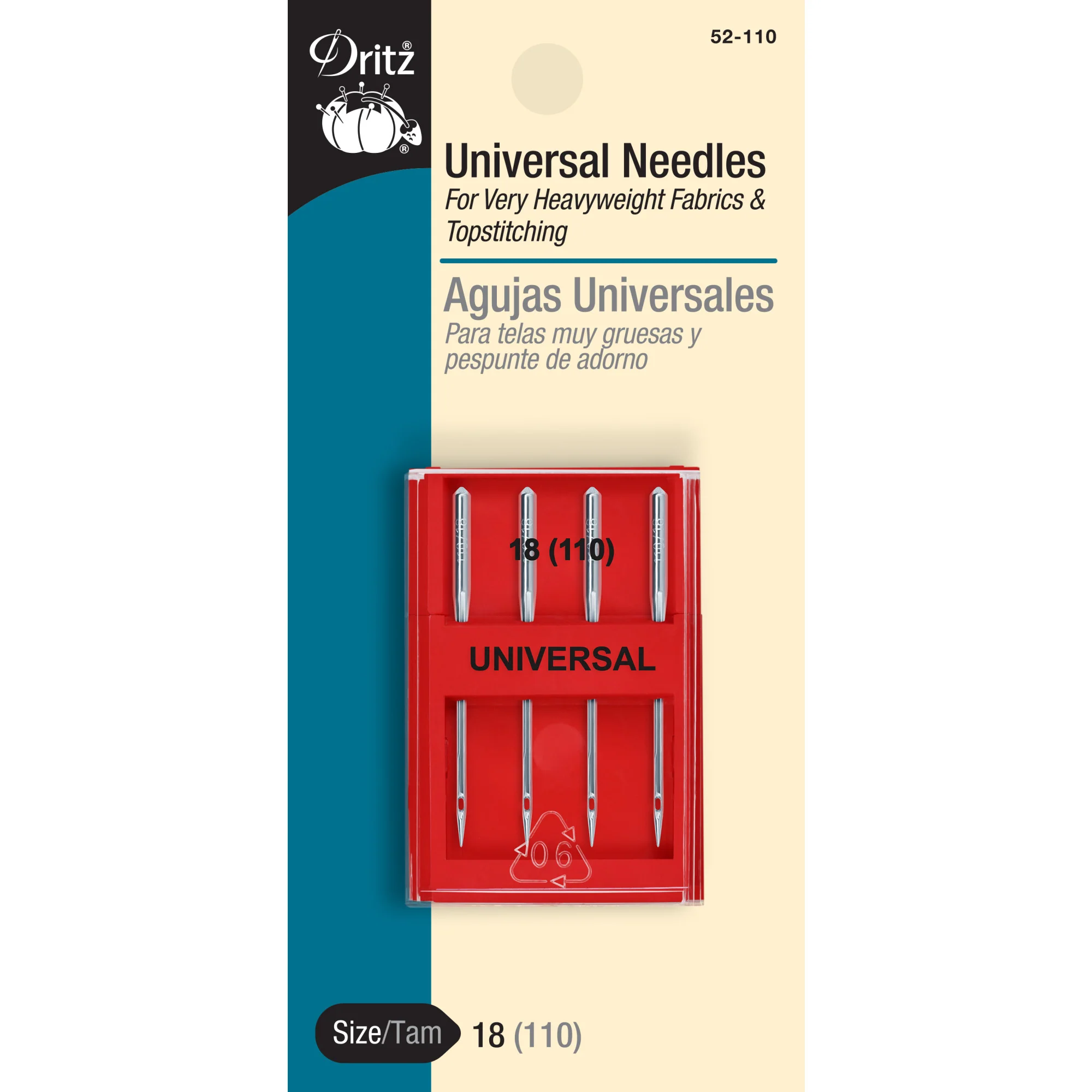 Universal Machine Needles, Size 18 (110), 4 pc
