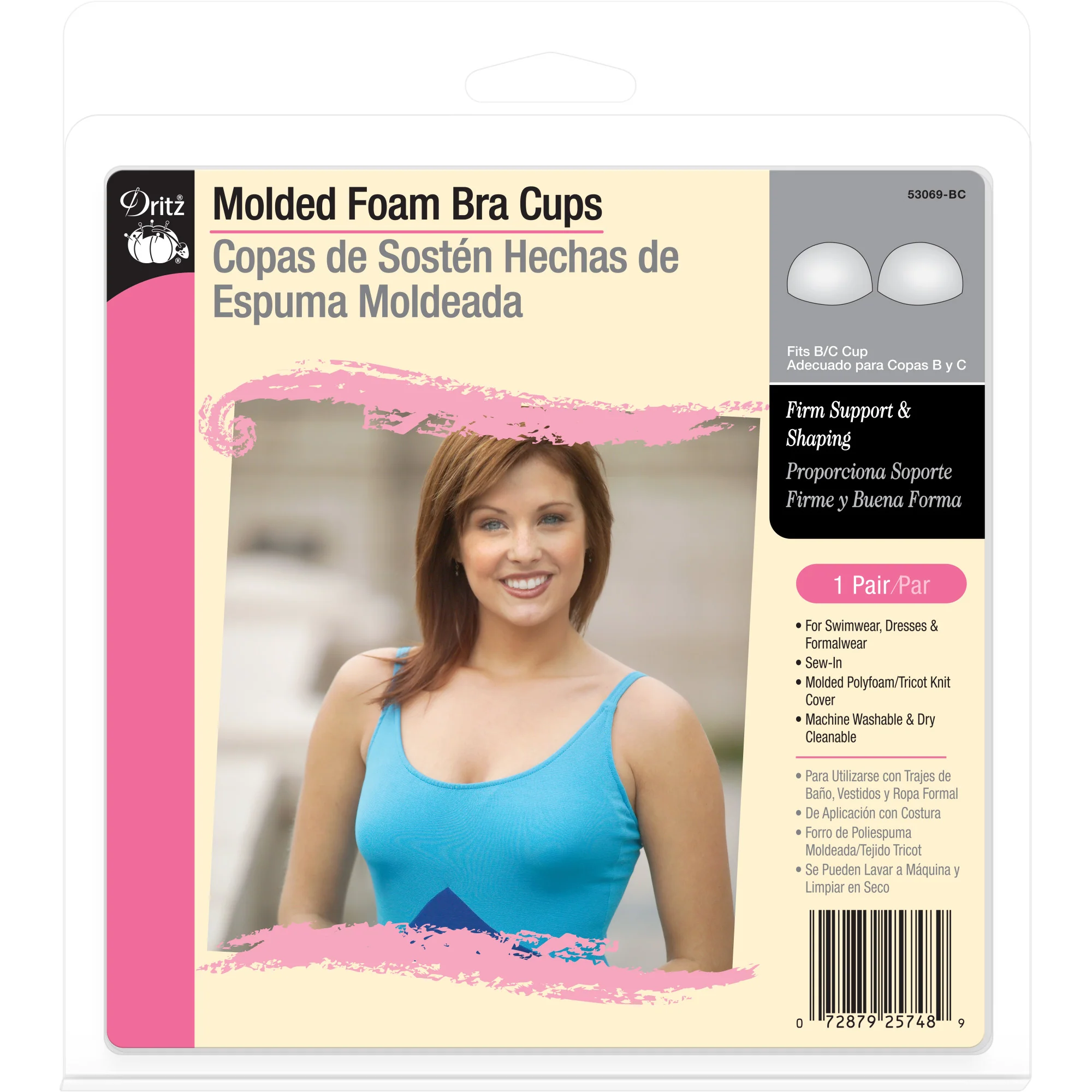 Molded Foam Bra Cups, White, B/C Cup