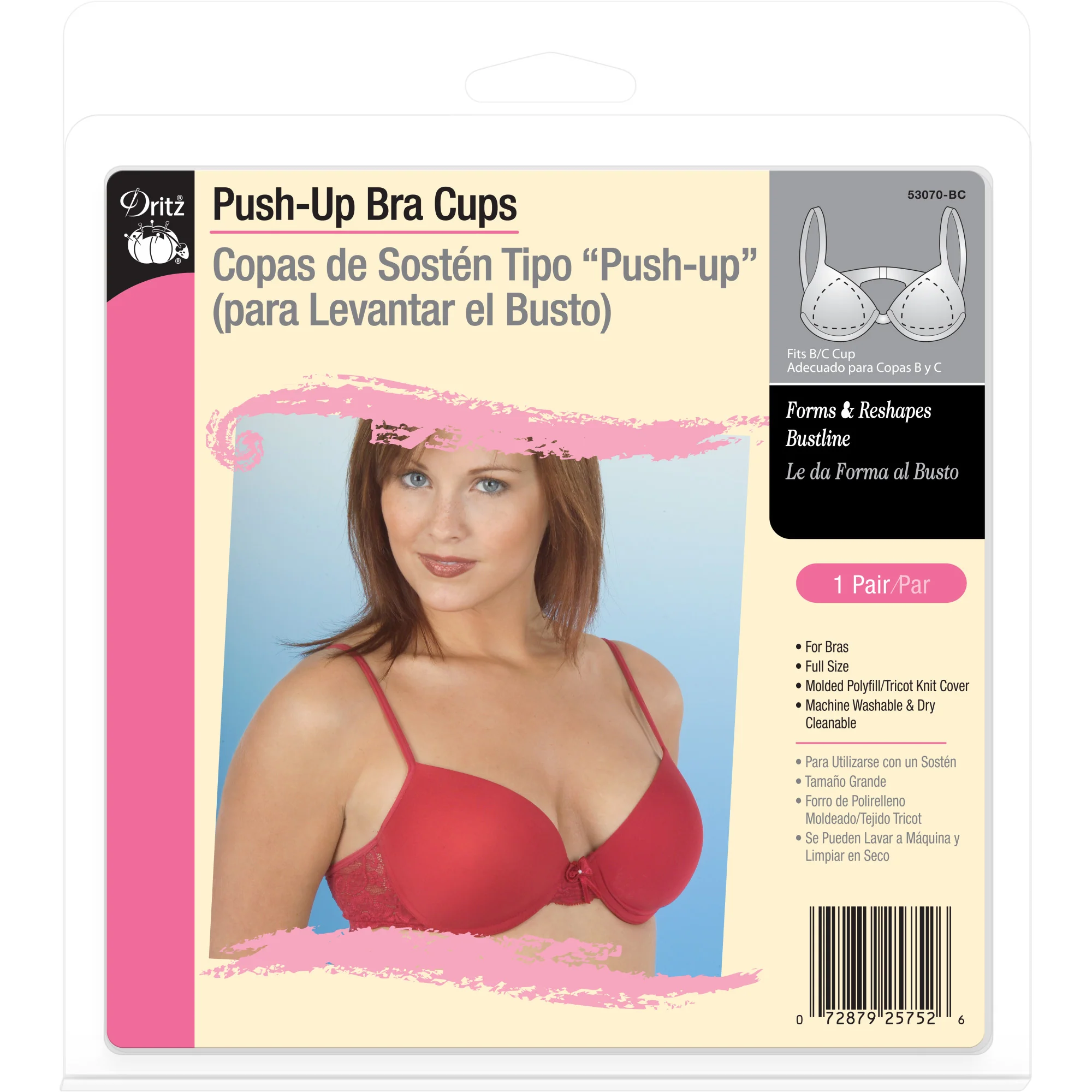 Push-Up Bra Cups, White, B/C Cup