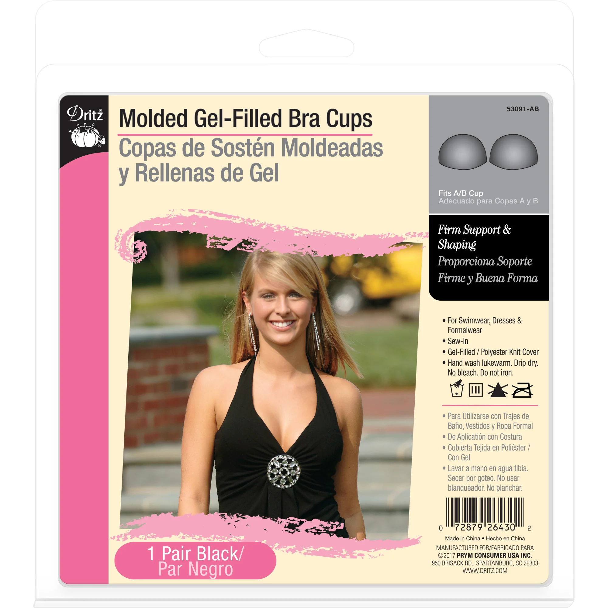 Molded Gel-Filled Bra Cups, Black, A/B Cup