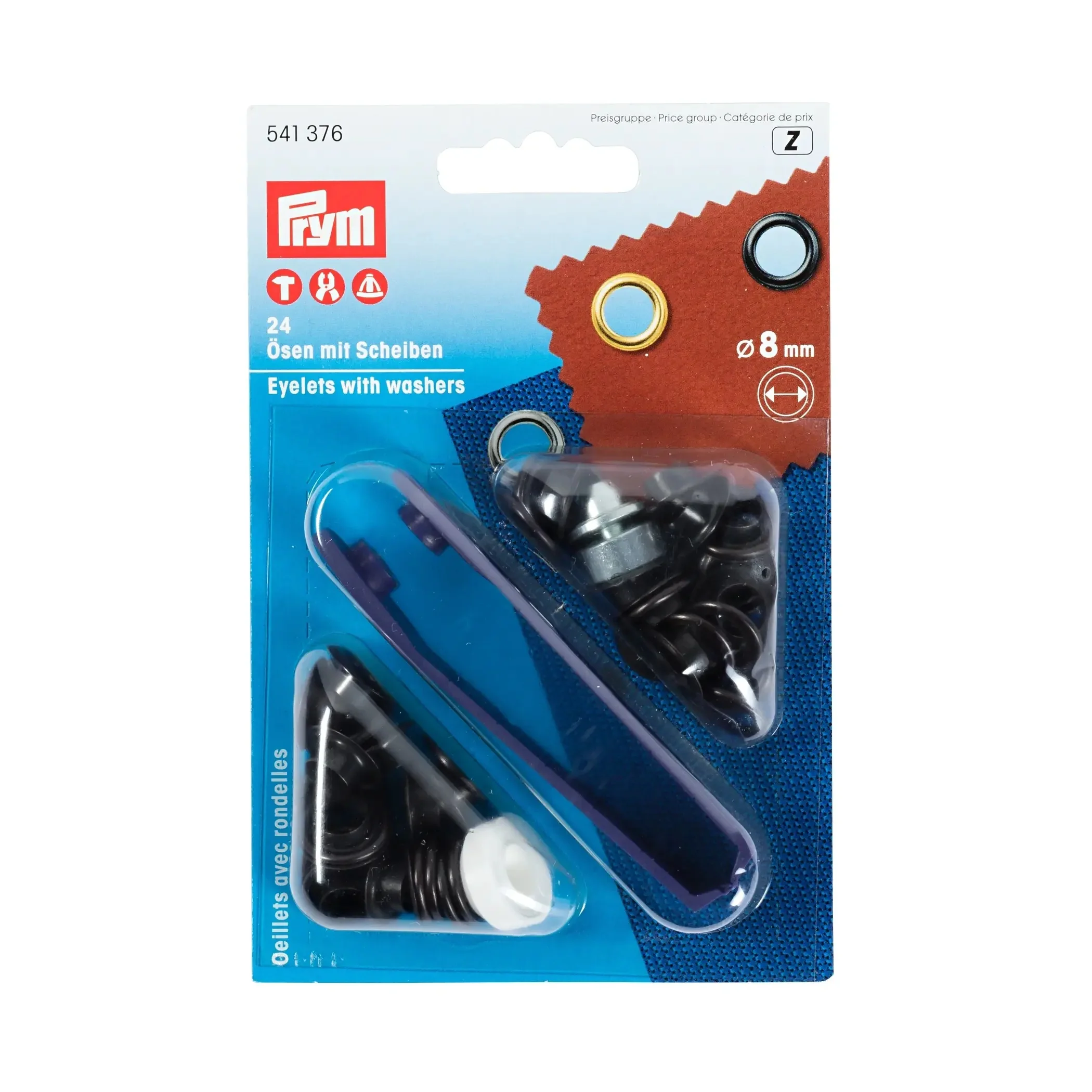 Eyelets with washers 8 mm black ozidized with tools 24pc