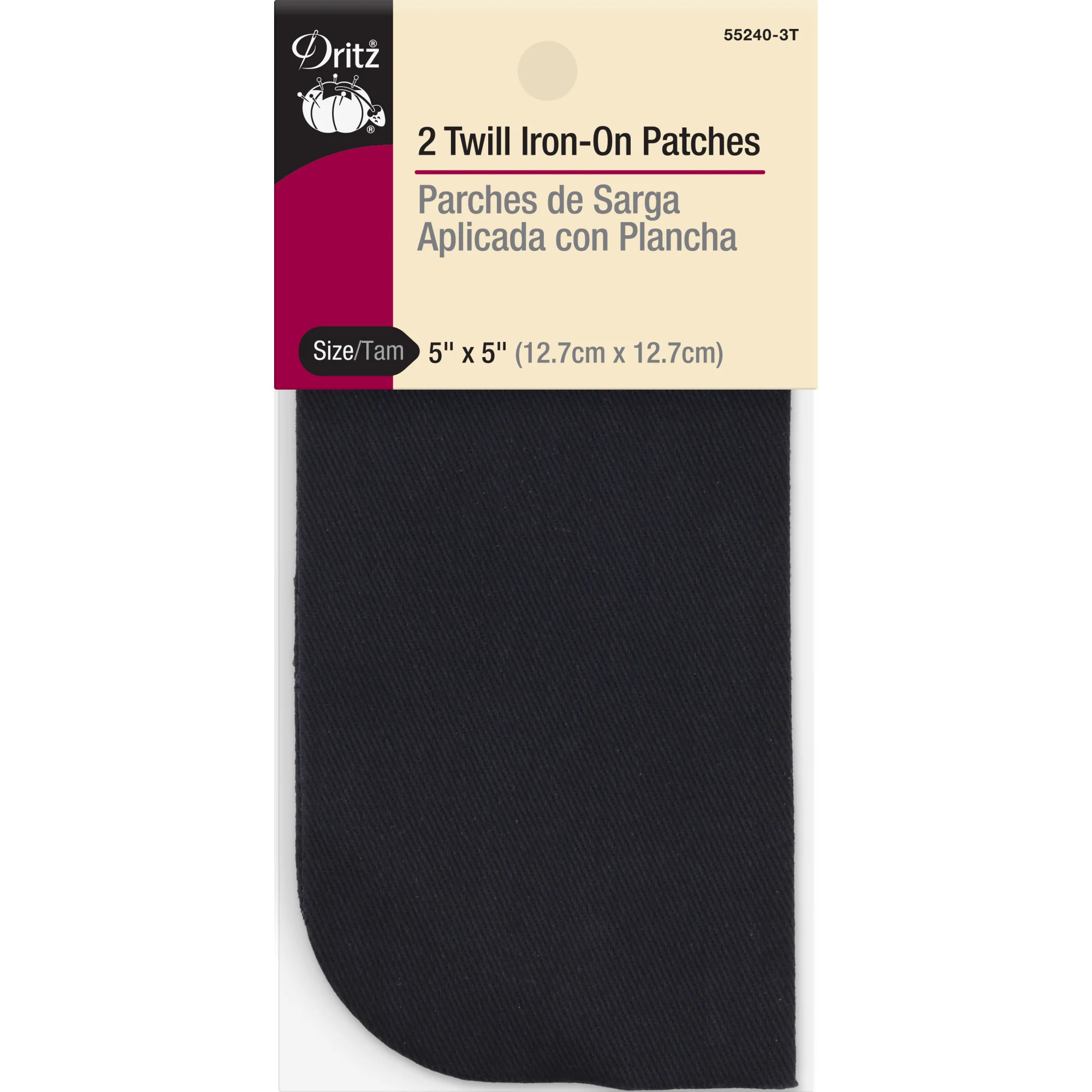 Twill Iron-On Patches, 5" x 5", 2 pc, Navy