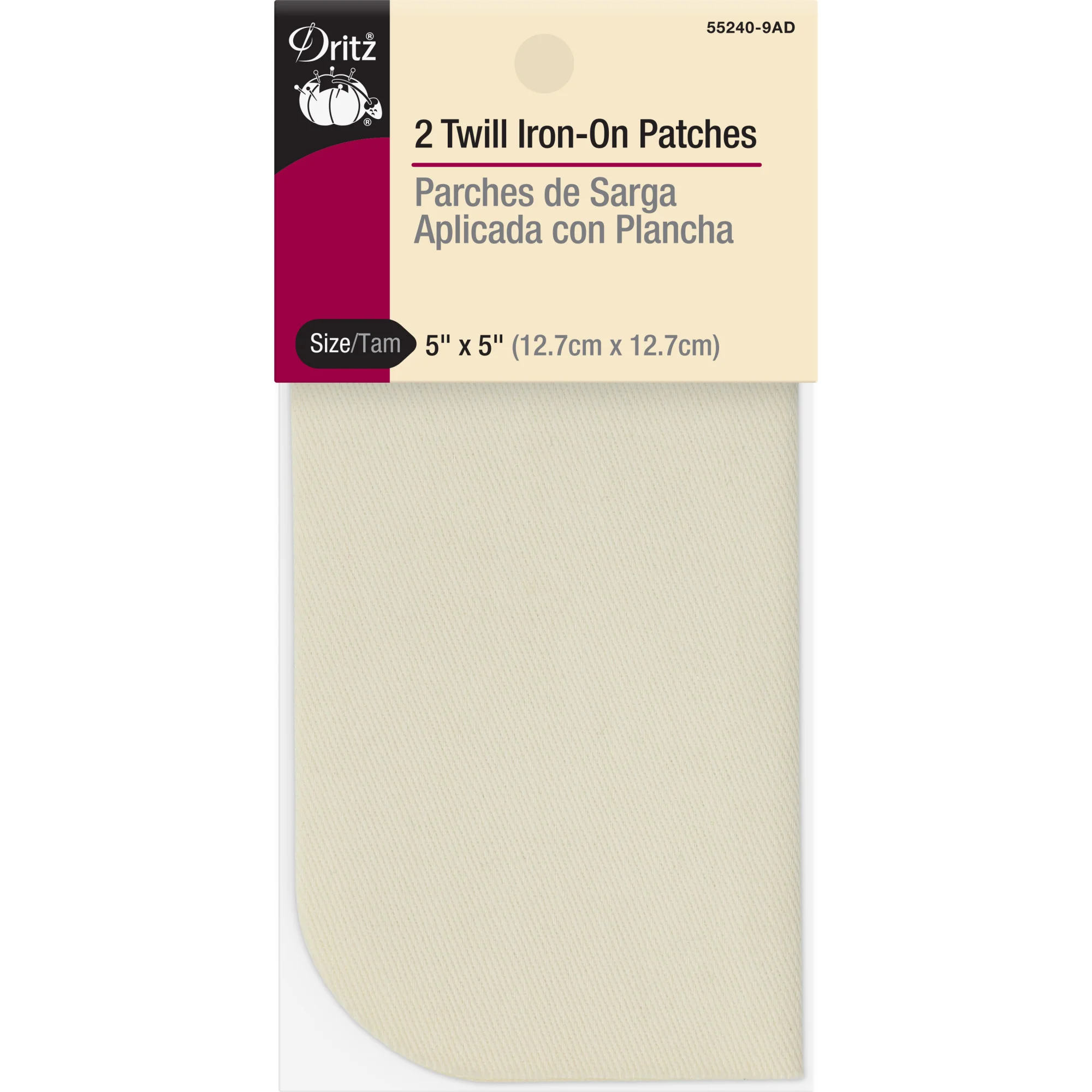 Twill Iron-On Patches, 5" x 5", 2 pc, Stone