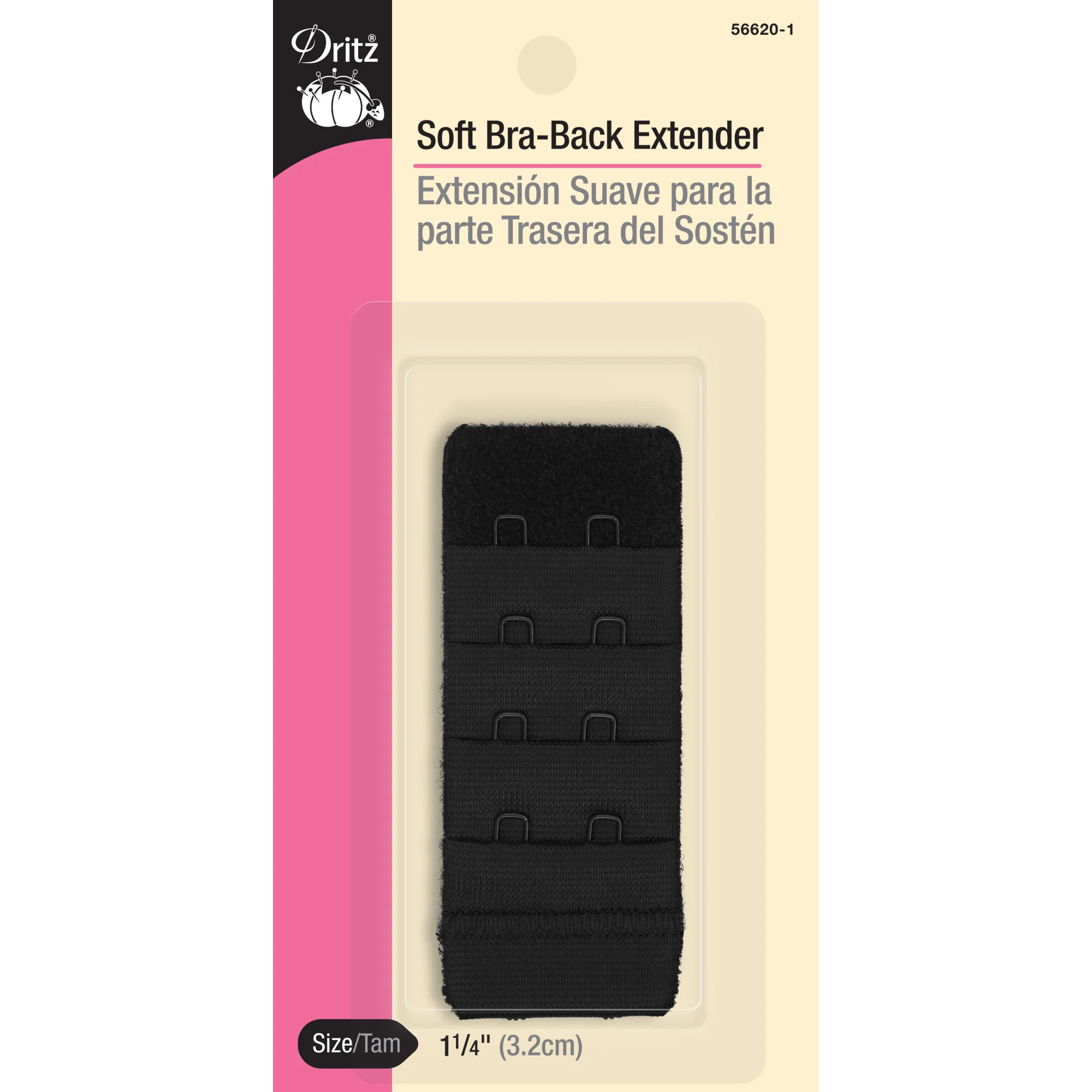 1-1/4" Soft Bra-Back Extender, Black