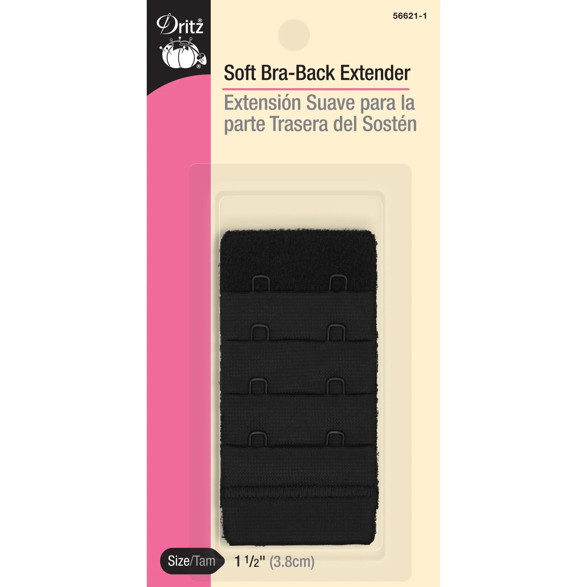 1-1/2" Soft Bra-Back Extender, Black