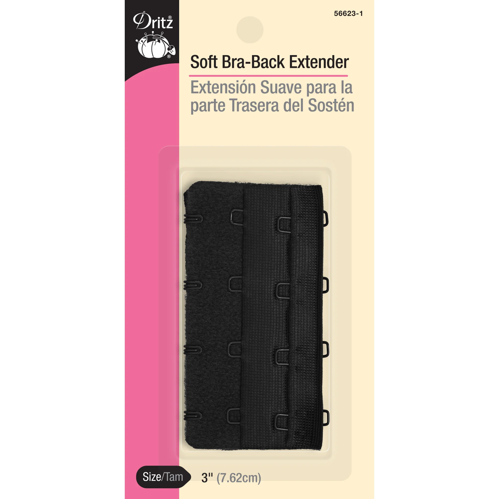 3" Soft Bra-Back Extender, Black