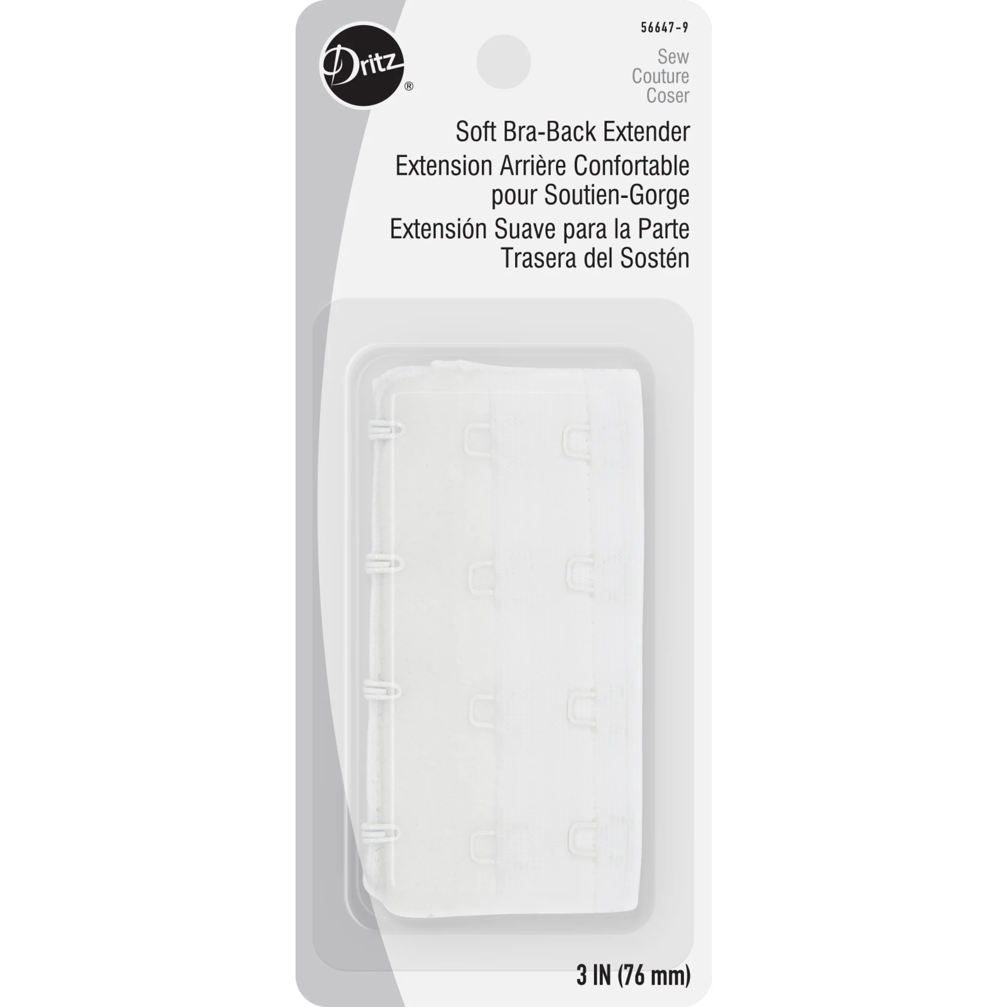 3" Soft Bra-Back Extender, White
