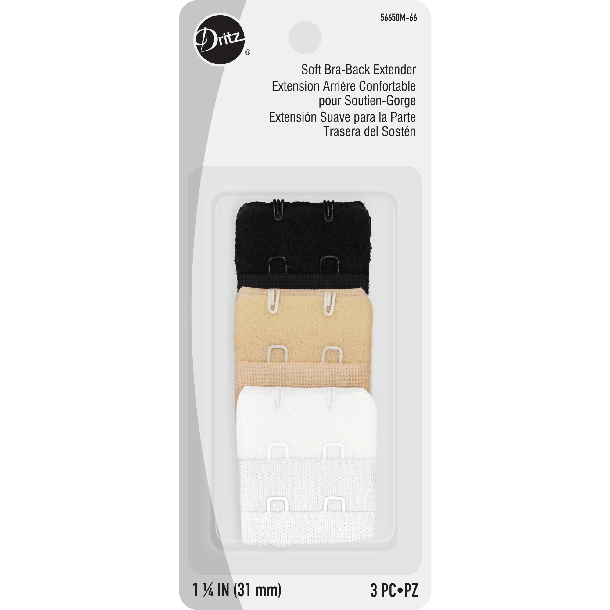 1-1/4" Soft Bra-Back Extenders, Assorted, 3 pc