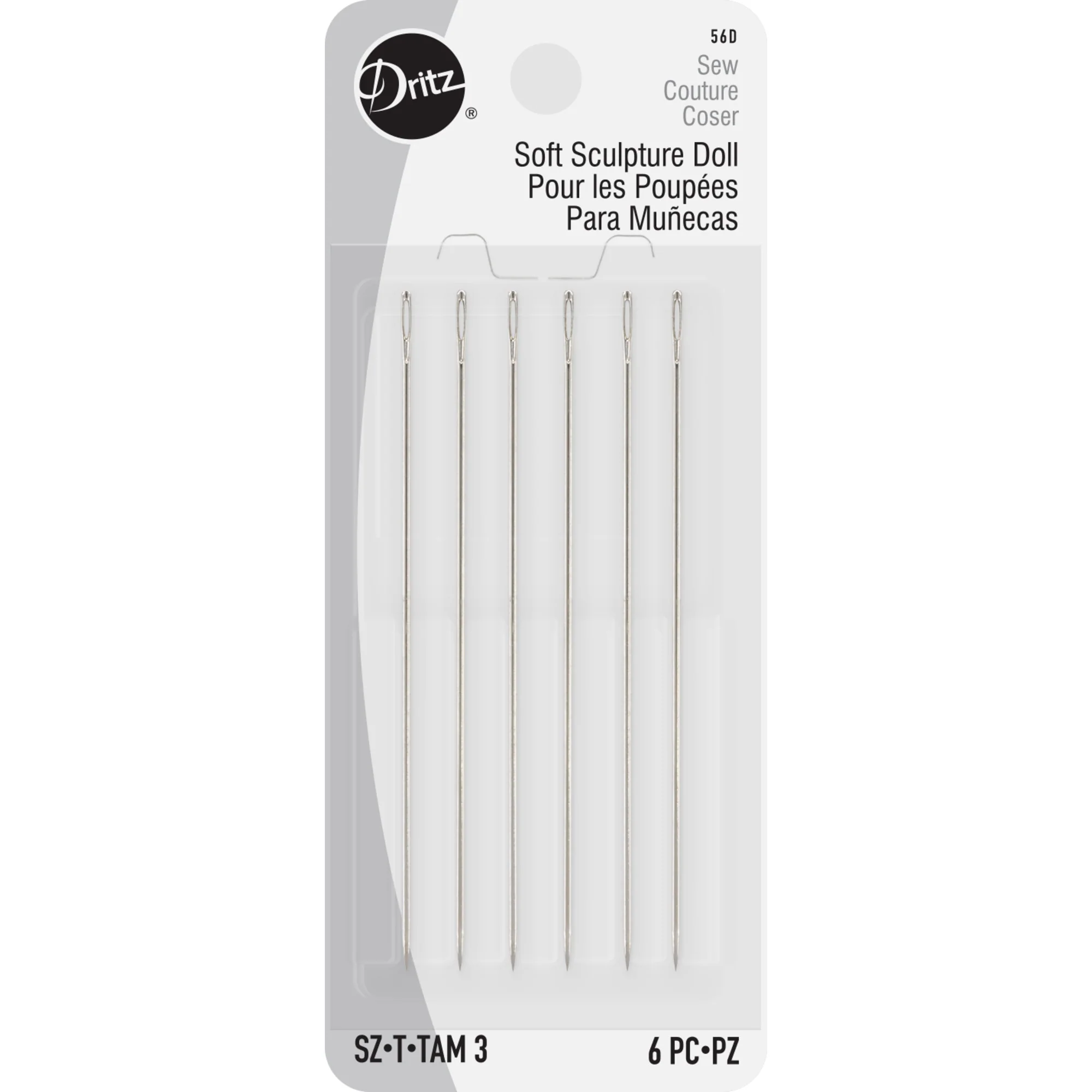 Doll Hand Needles, Size 3, 6 pc