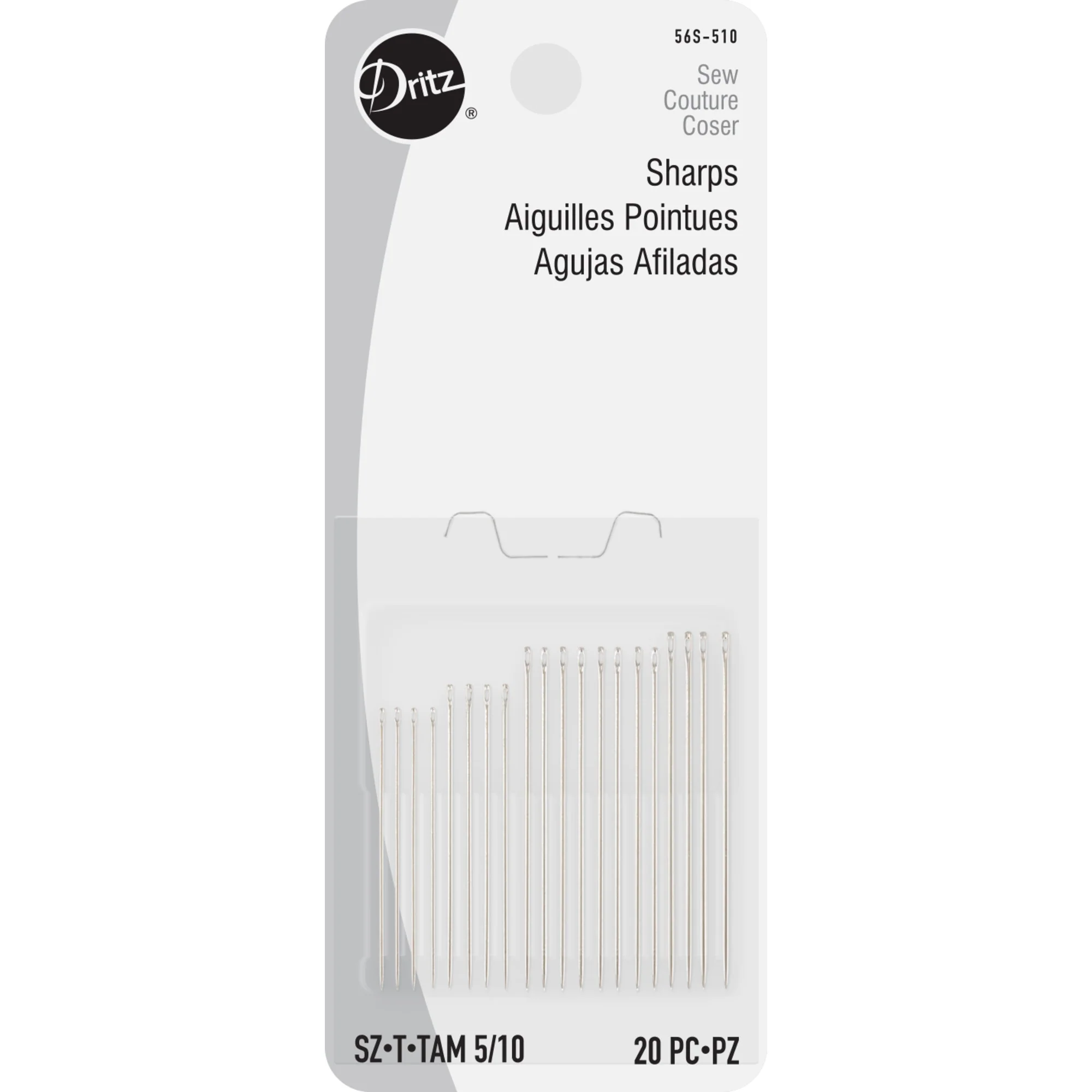 Sharps Hand Needles, Assorted 5/10, 20 pc