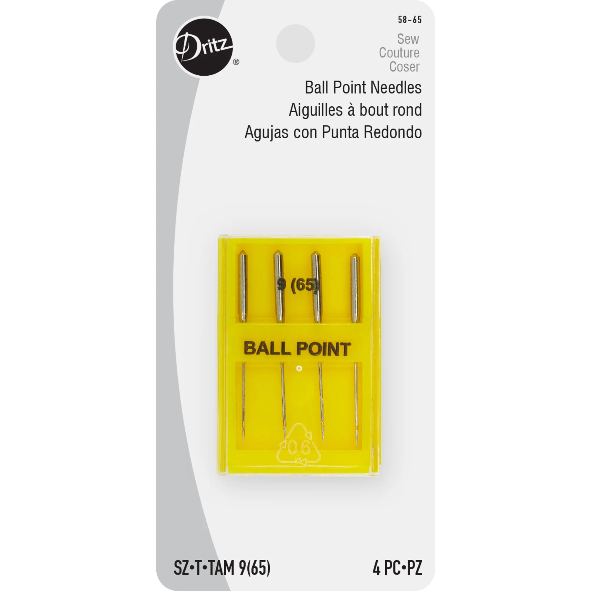 Ballpoint Machine Needles, Size 9 (65), 4 pc