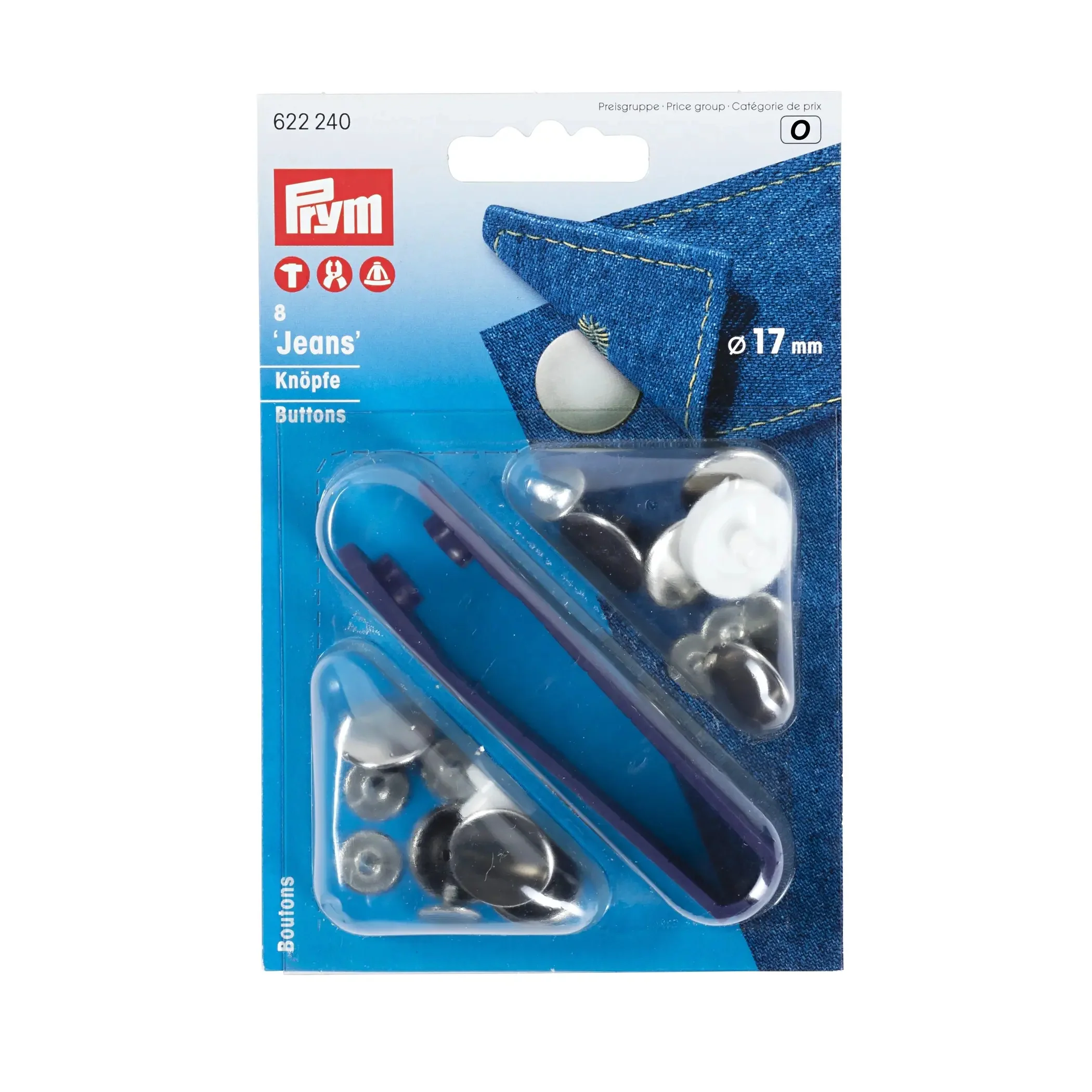 JEANS Buttons 17 mm silver 8pc