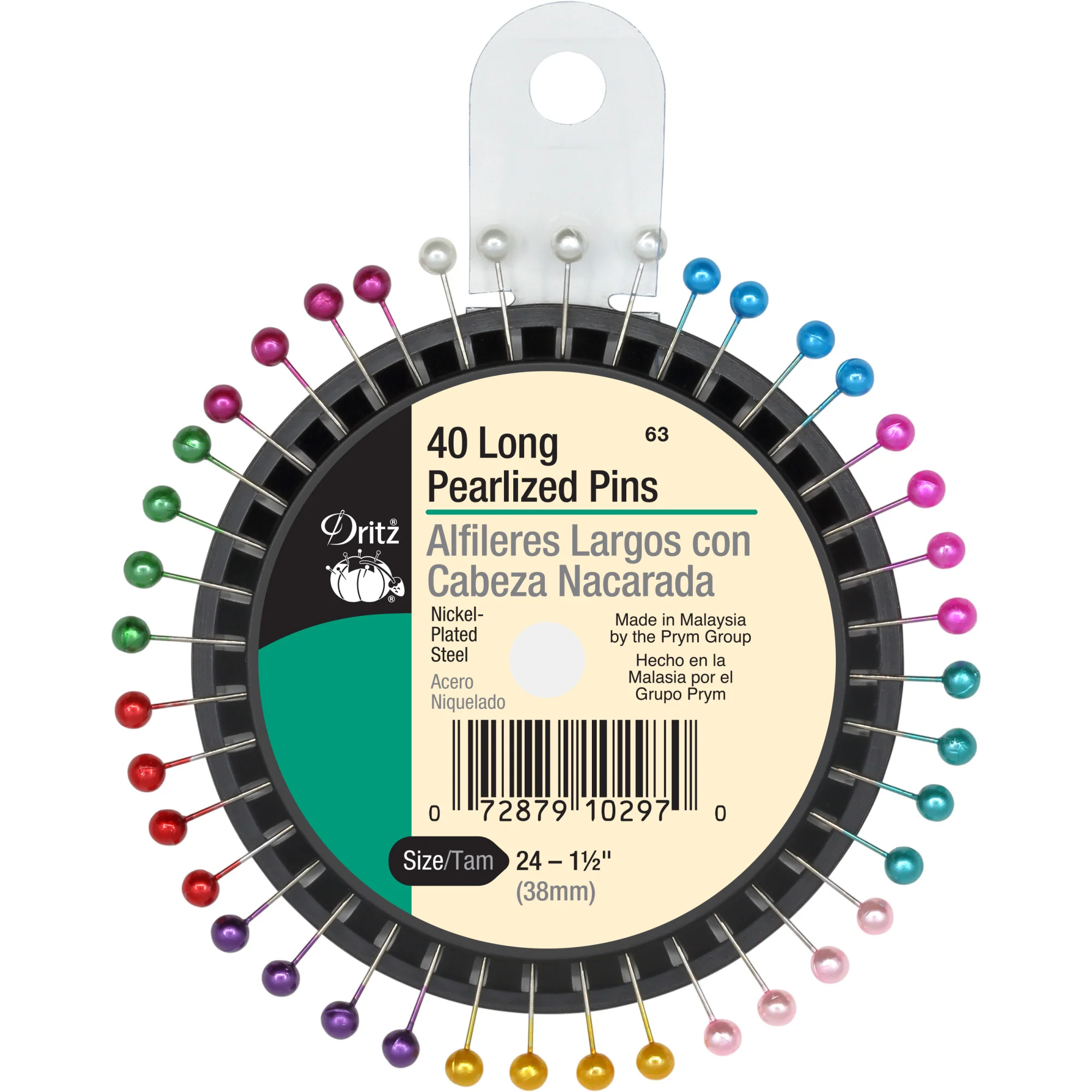 1-1/2" Long Pearlized Pins, Assorted, 40 pc