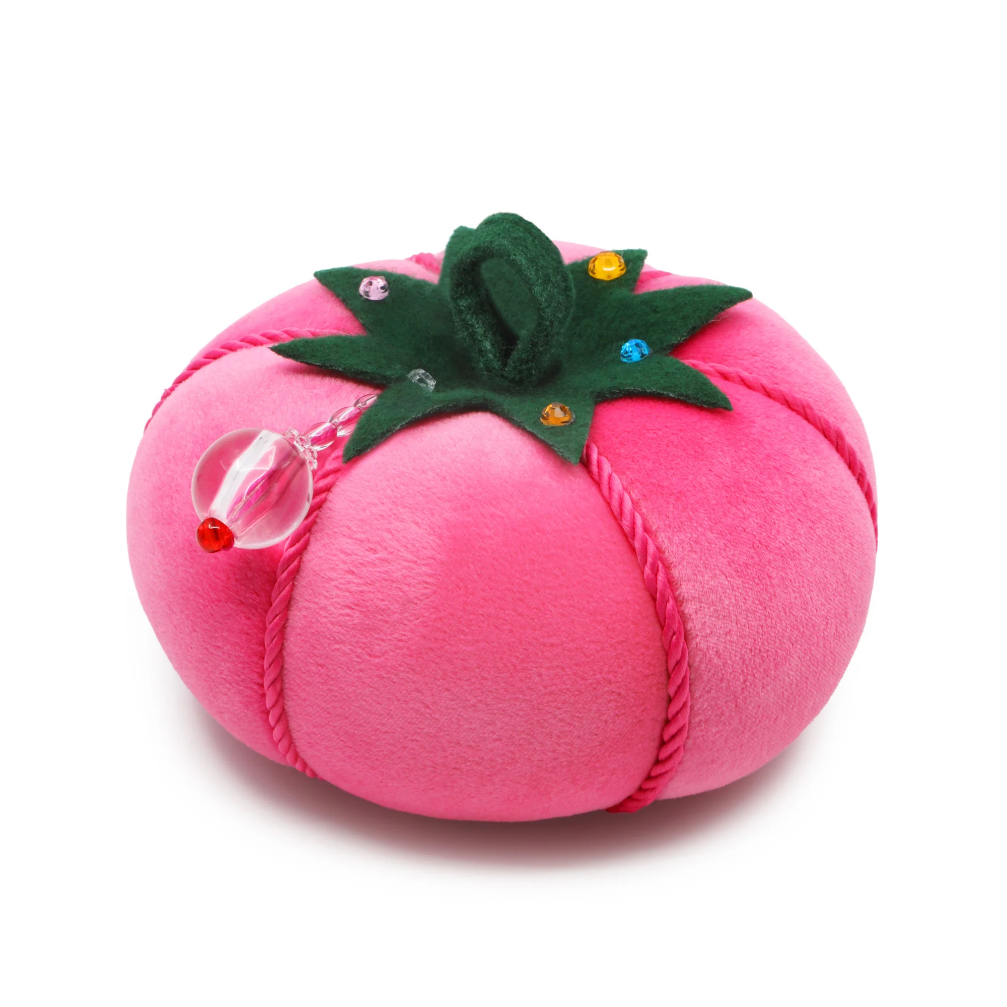 5" Tomato Pin Cushion, Pink Velvet - Image 2